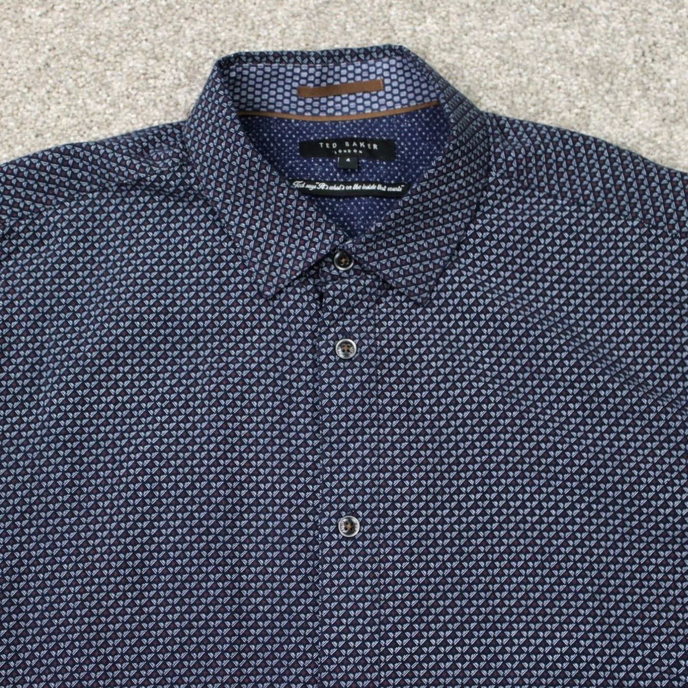Ted Baker Ted Baker London Shirt Mens 4/ Large Blue Geometric Modal/Polyester Long Sleeve Shirt Size US L / EU 52-54 / 3 - 4 Thumbnail