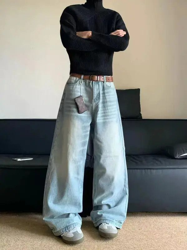Jean Furuya x Aoki Men's light blue washed retro straight jeans Size US 34 / EU 50 - 1 Thumbnail