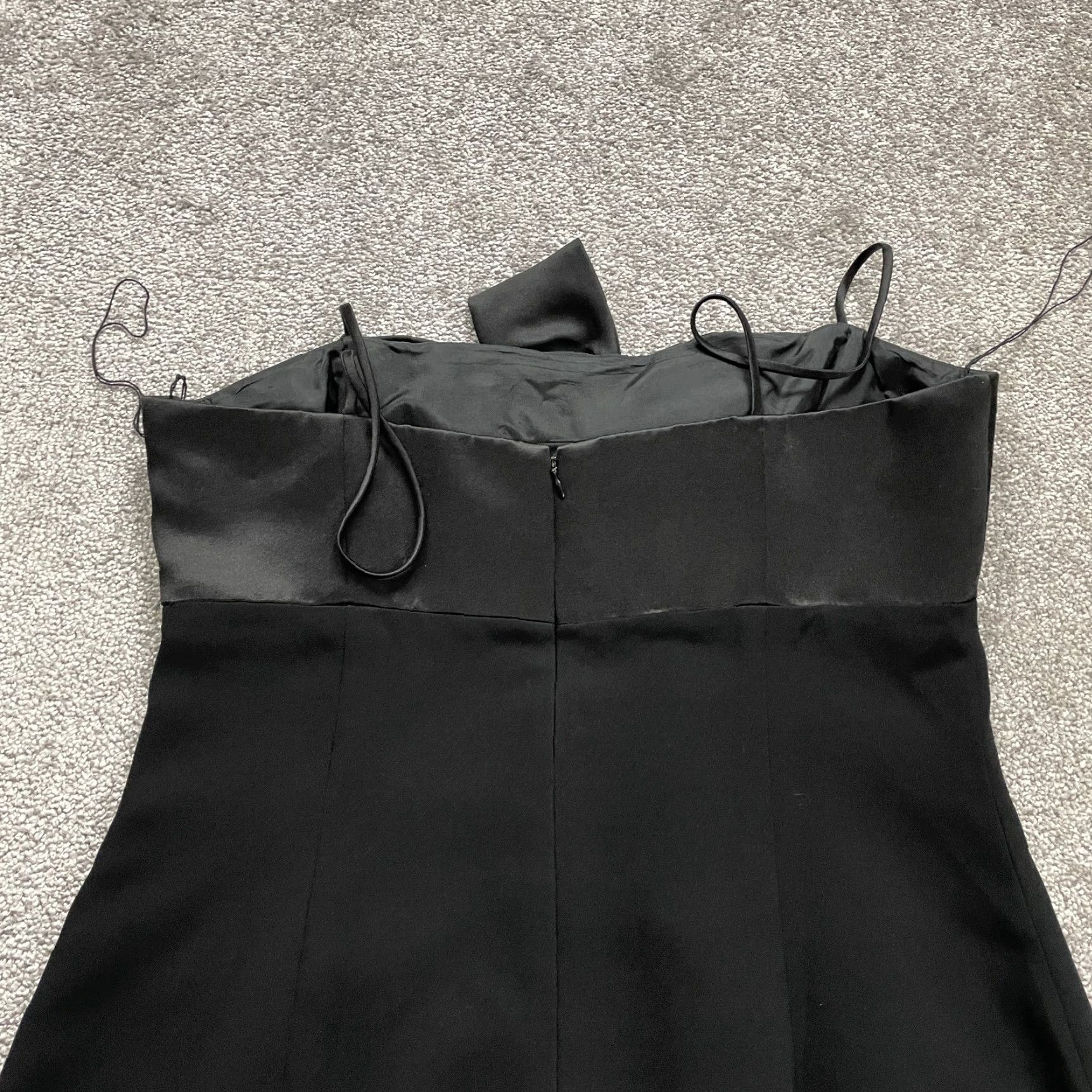 MAGGY LONDON Maggie London Dress Womens 14 Midi Cocktail Black Bow Sweetheart Spaghetti Party Size XL / US 12-14 / IT 48-50 - 4 Thumbnail