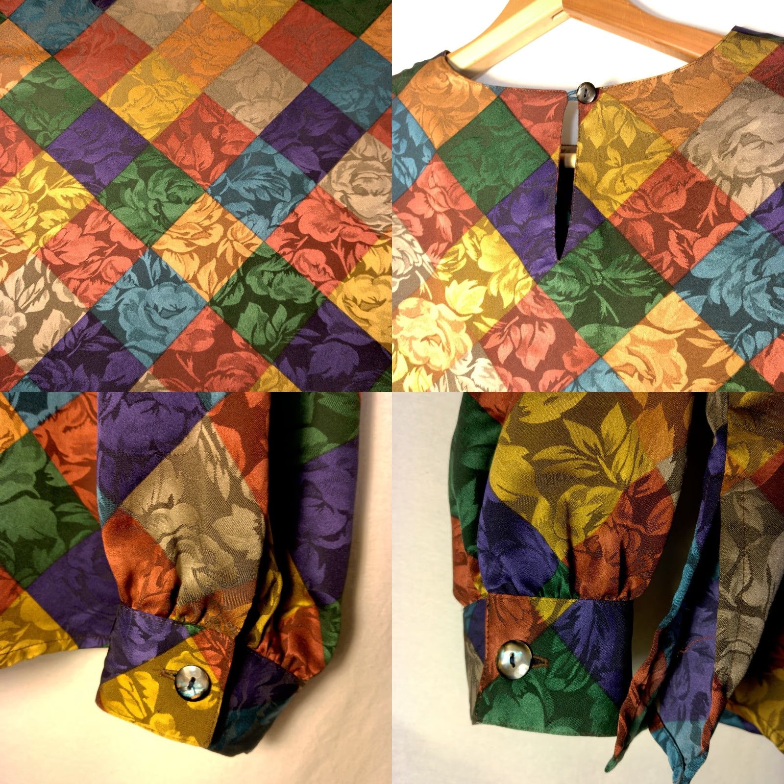 Vintage La Chine Classic Blouse Size 12 Satin Polyester Patch Look Rose Long Slv Vintage Office Career Wear Size XL / US 12-14 / IT 48-50 - 8 Thumbnail