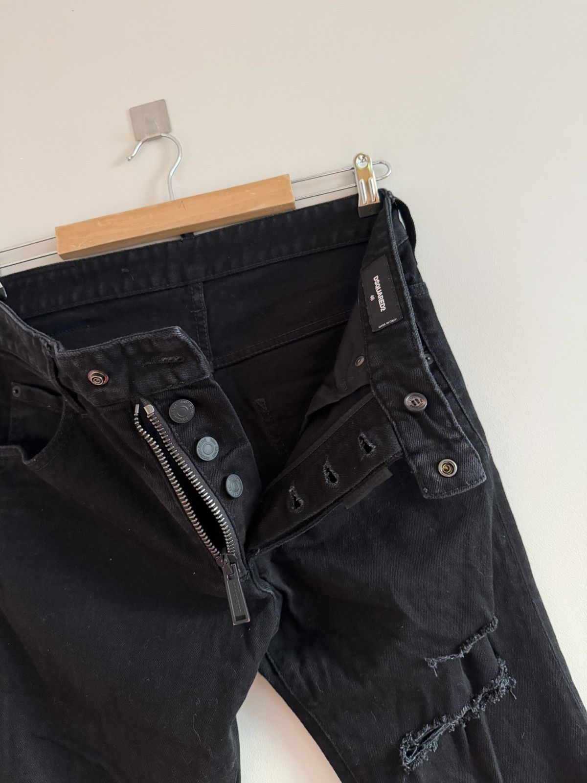 Dsquared2 Dsquared2 Black Distressed Slim Jeans Size US 31 - 4 Thumbnail