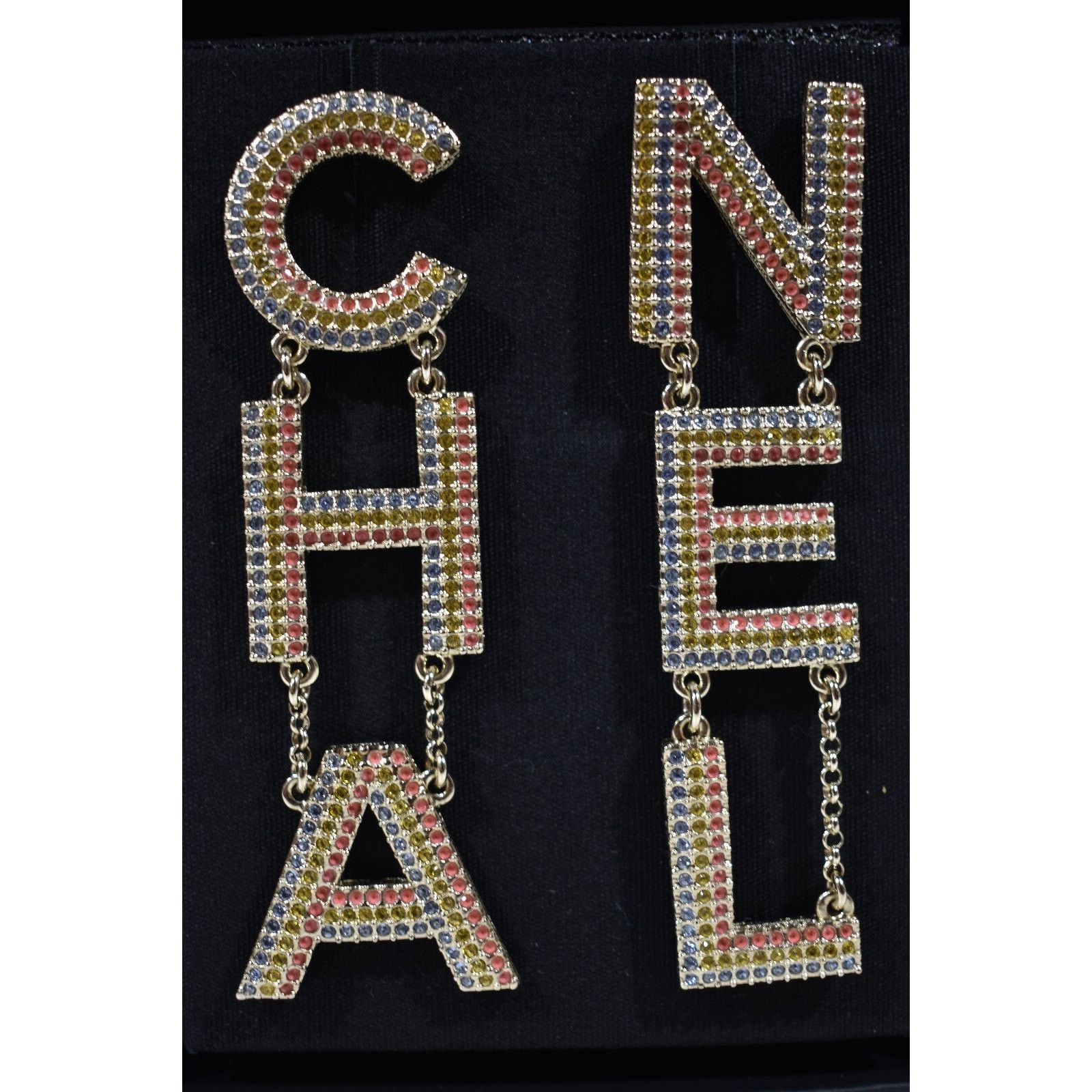 Chanel Chanel Gold Letter Logo Large Dangle Drop Statement Earrings Size ONE SIZE - 5 Thumbnail