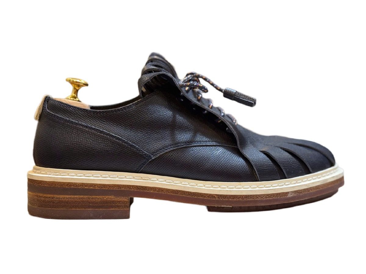 Kris Van Assche KRISVANASSCHE Navy Fringed Tongue Derby Shoes – SUPER RARE Size US 8 / EU 41 - 5 Thumbnail