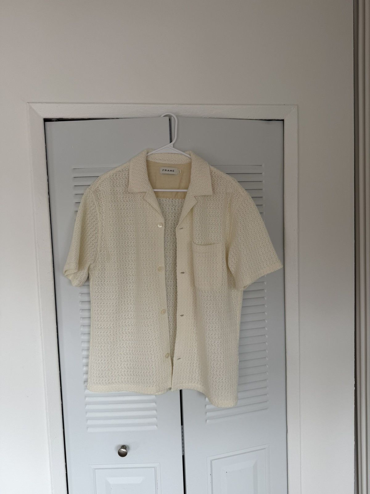 Frame Frame Cream Knit Short Sleeve Shirt Size US S / EU 44-46 / 1 - 2 Thumbnail