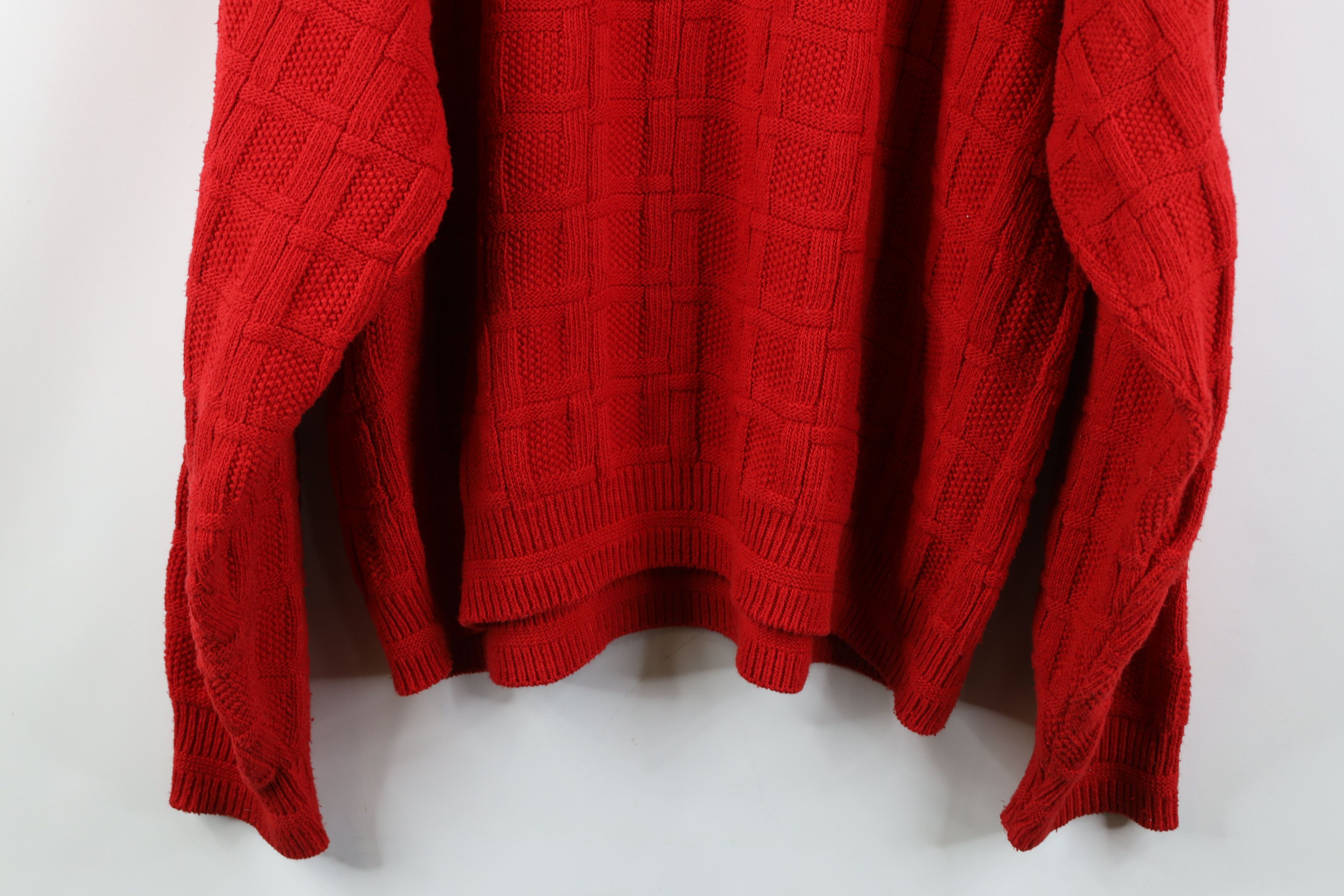 Vintage Vintage 90s Streetwear Cotton Weave Knit Sweater Red USA Size US XL / EU 56 / 4 - 11 Thumbnail