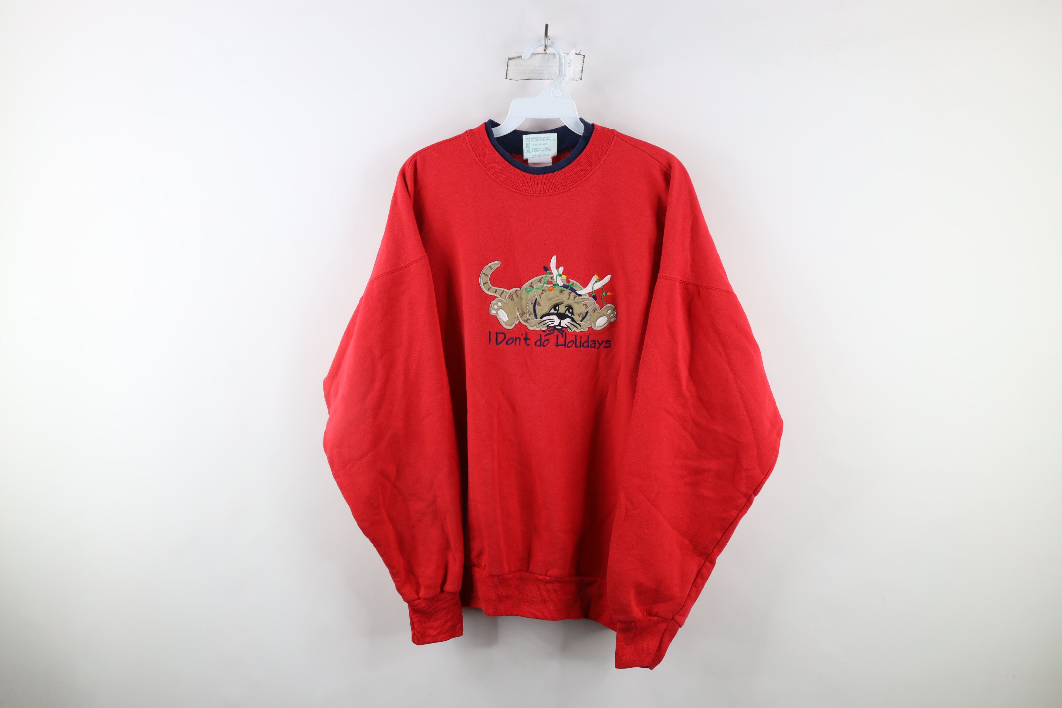 Vintage Vintage 90s Holidays Cat Kitten Layered Sweatshirt USA Size XL / US 12-14 / IT 48-50 - 1 Thumbnail