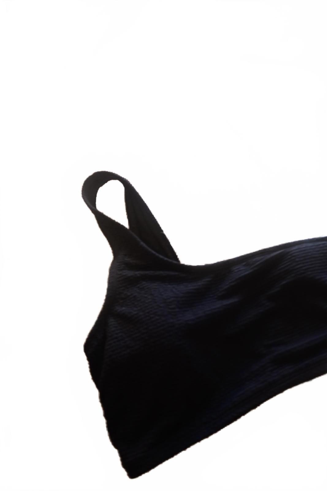The Unbranded Brand Women's Black One-Shoulder Ribbed Bikini Top Medium Size ONE SIZE - 2 Thumbnail