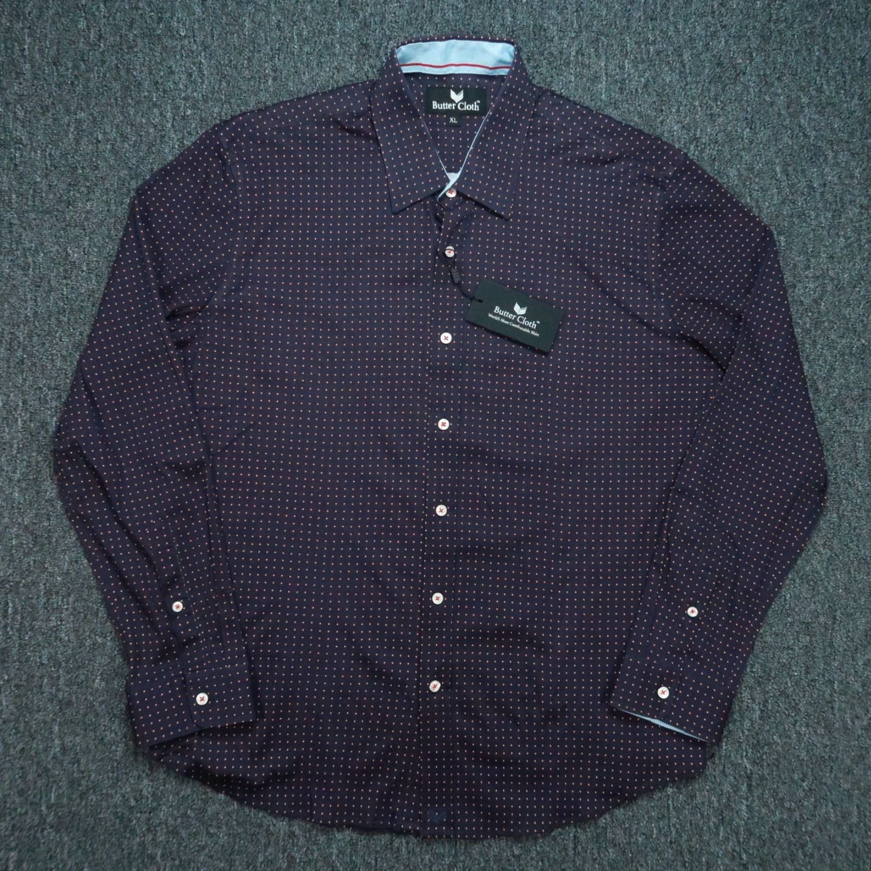 Vintage Buttercloth Shirt Men XL Purple Polka Dot Long Sleeve Button Up Size US XL / EU 56 / 4 - 2 Thumbnail