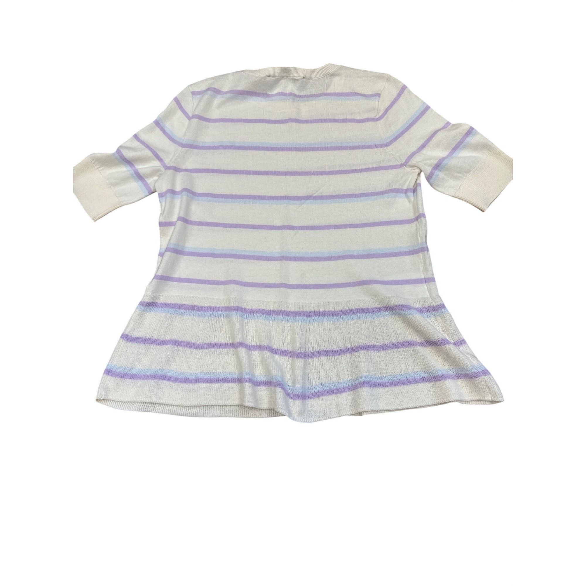 Loft Loft Petite Women's Sweater Tunic White Purple Striped Cotto Size S / US 4 / IT 40 - 9 Thumbnail