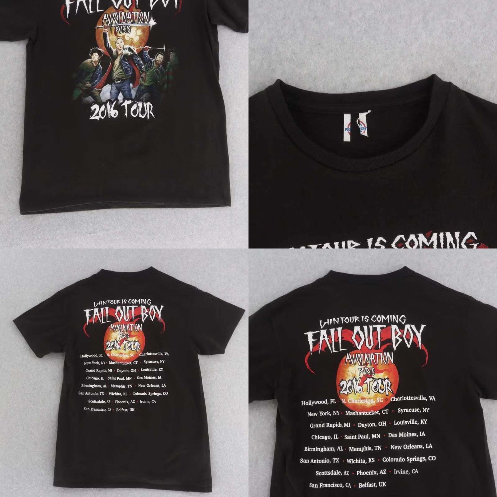 Vintage Fall Out Boy Awolnation Adult Medium Concert Tour 2016 Band Tee Short Sleeve Shirt Men M Black Womens Mens Size US 31 - 8 Thumbnail