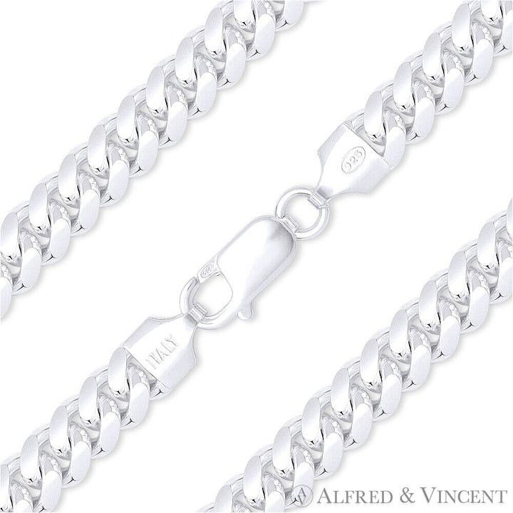 Miami Curb Link Italian Necklace in 925 Sterling Silver