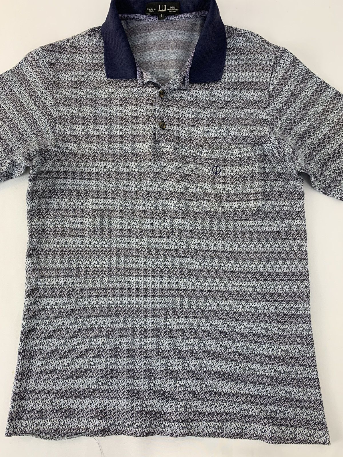Alfred Dunhill 90s Dunhill Made In Italy Striped Single Pocket Polo Tee Size US S / EU 44-46 / 1 - 3 Thumbnail