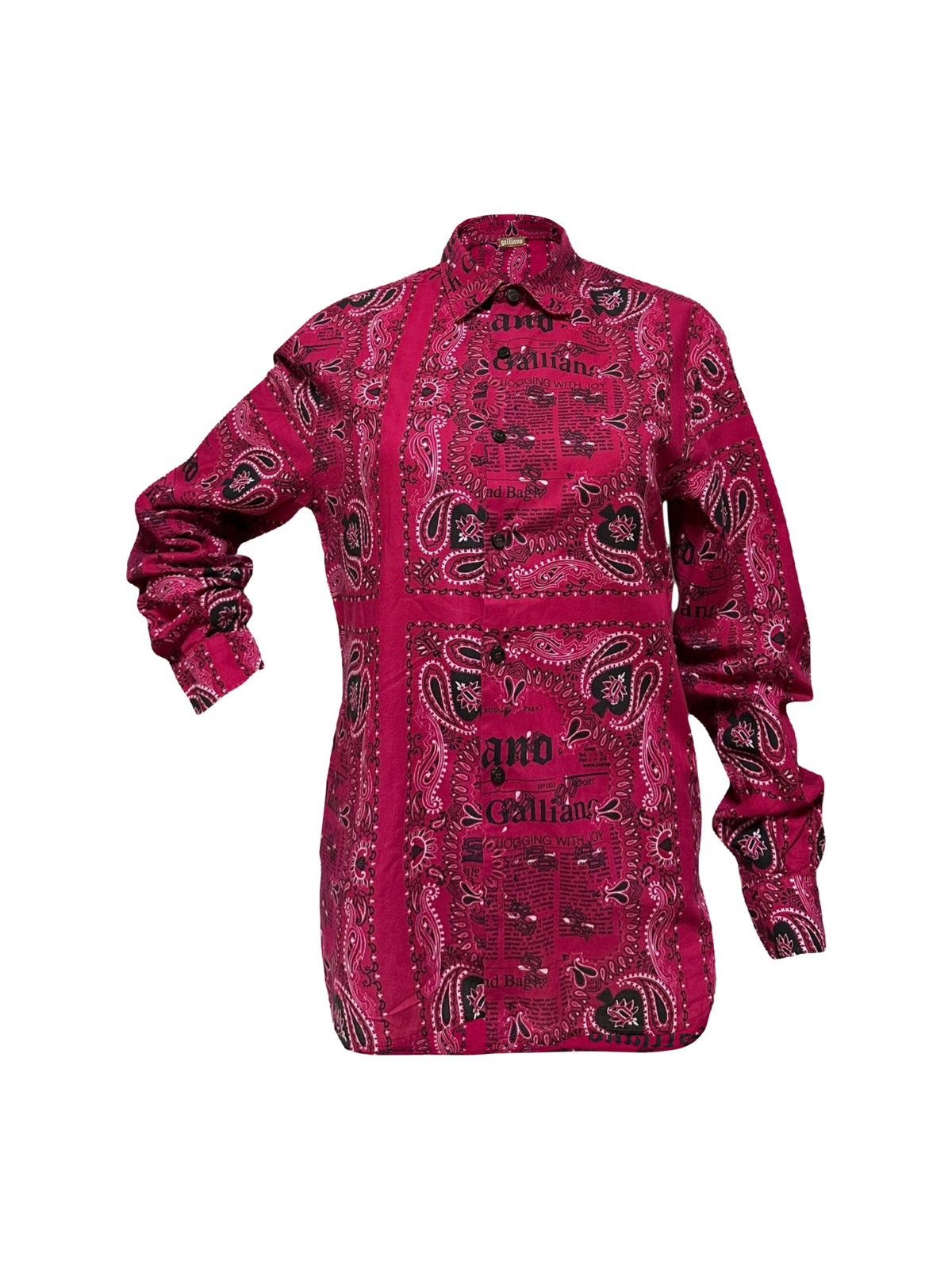 John Galliano JOHN GALLIANO Newspaper Print Paisley Shirt Size L / US 10 / IT 46 - 1 Thumbnail
