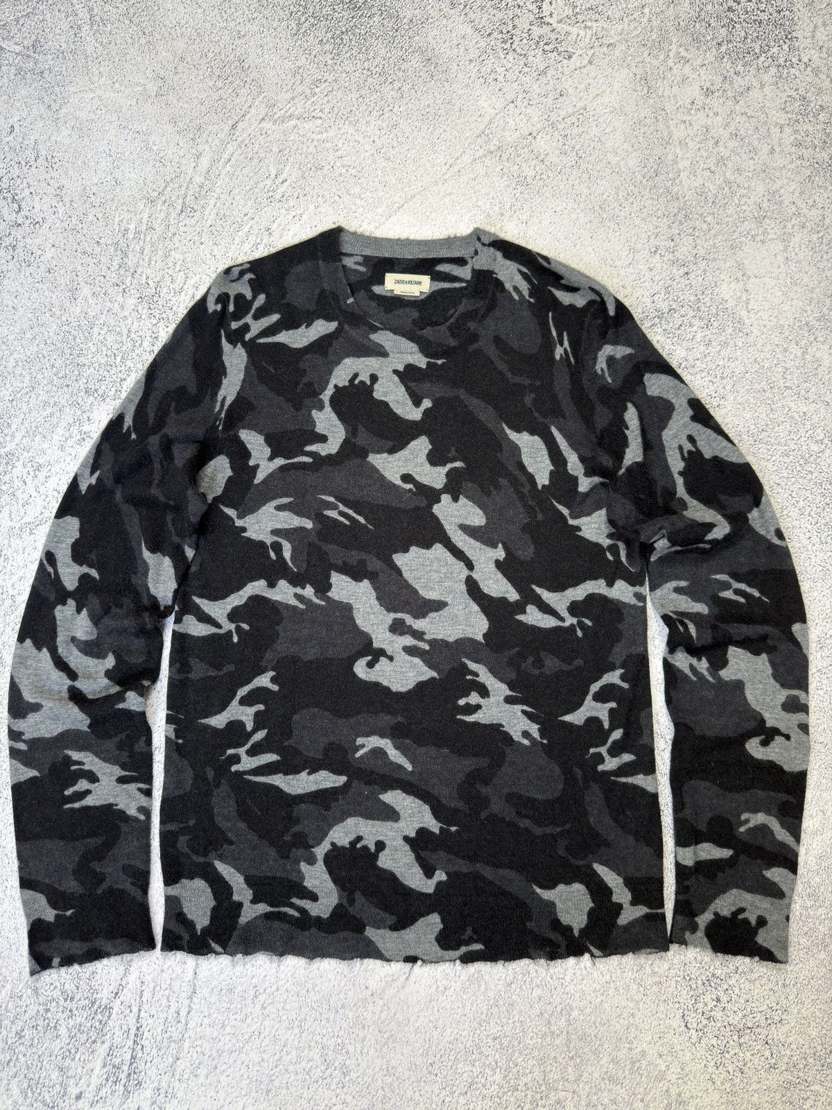 Zadig & Voltaire ZADIG & VOLTAIRE GREY CAMOUFLAGE CASHMERE CREWNECK JUMPER Size US M / EU 48-50 / 2 - 8 Thumbnail