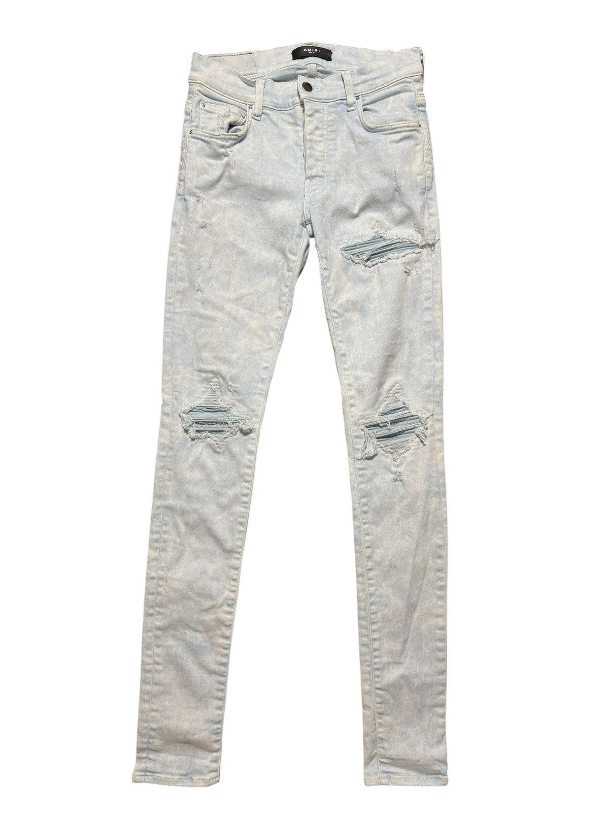 Amiri Amiri White 22 Varsity Patch Blue Denim Jeans Sz 28 | Grailed