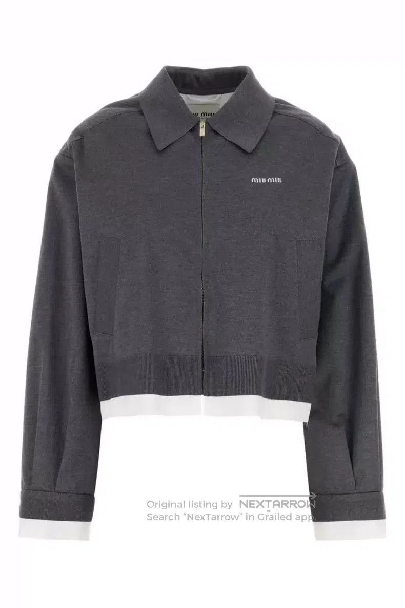 Miu Miu Miu Miu 40 Gray fake two-piece jacket coat Size L / US 10 / IT 46 - 1 Thumbnail