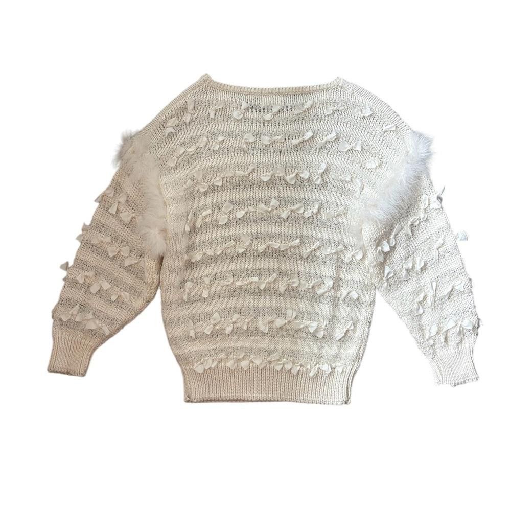 Designer × Vintage Bonnie and Bill Made in Korea Vintage Bows/Fur Knit Sweater Size S / US 4 / IT 40 - 6 Thumbnail