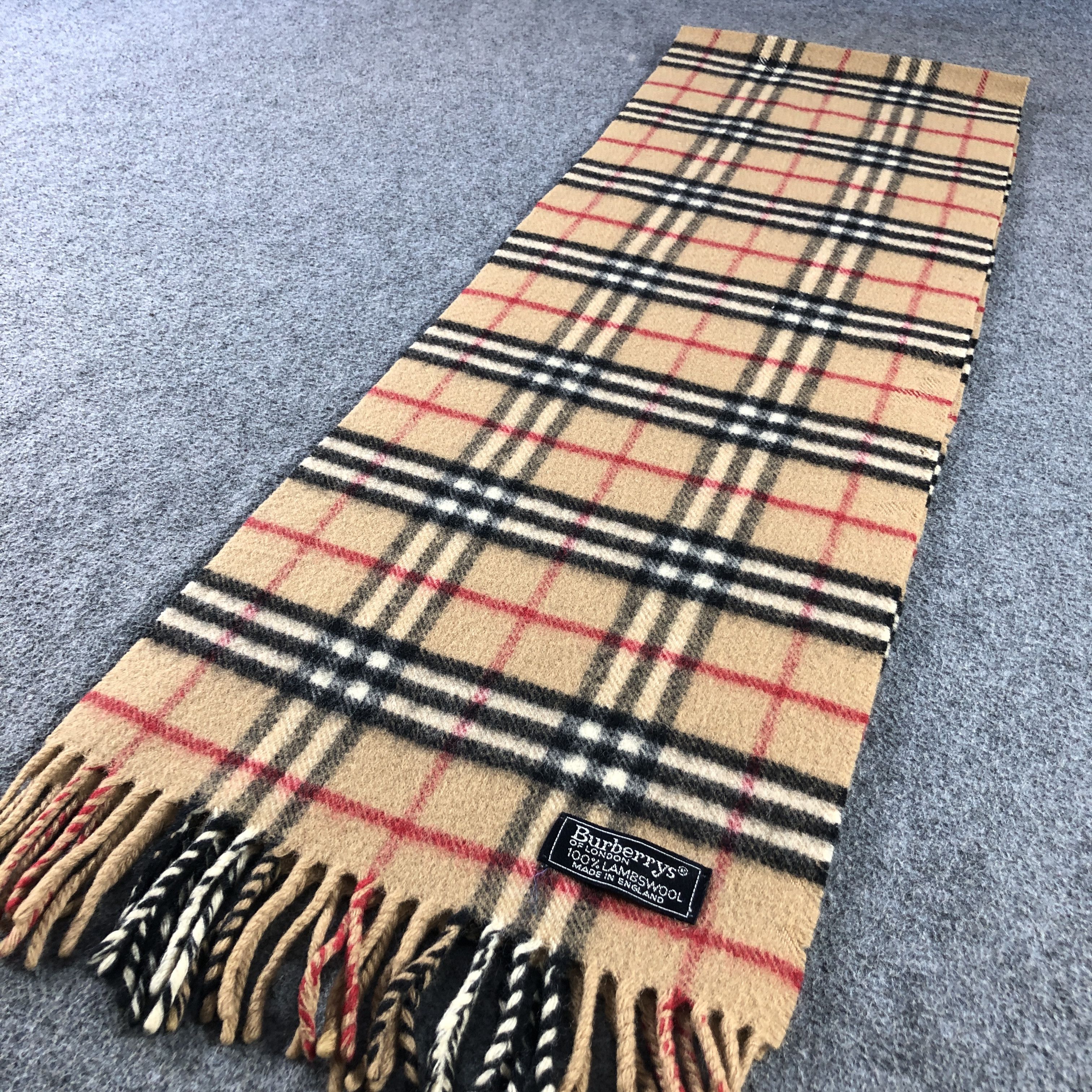 Burberry Burberry Tan Nova Check Wool Scarf Muffler V2869 Size ONE SIZE - 3 Thumbnail
