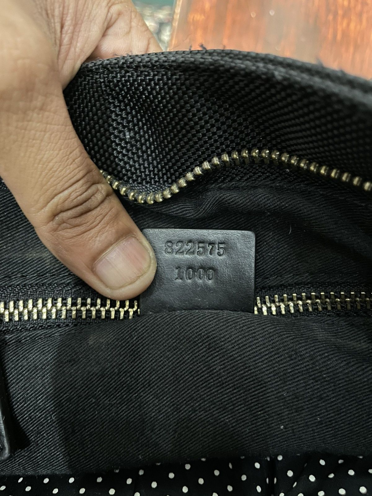GUCCI BLACK FABRIC TOTE BAG WITH LEATHER HANDLES
