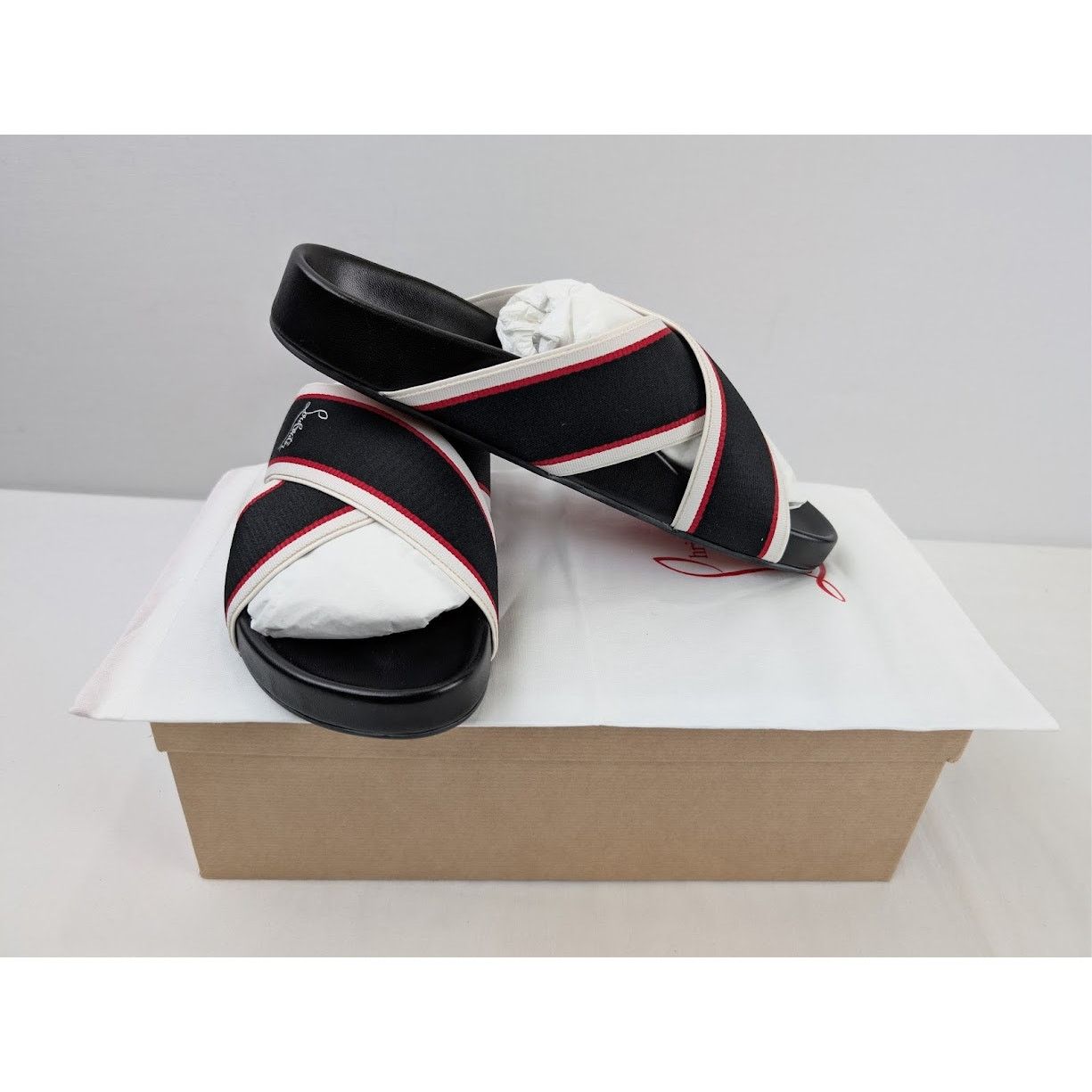 Christian Louboutin o1rshd1 Hot Cross Bizz Flat Slippers in Black/Multicolor Size US 10 / EU 43 - 19 Thumbnail