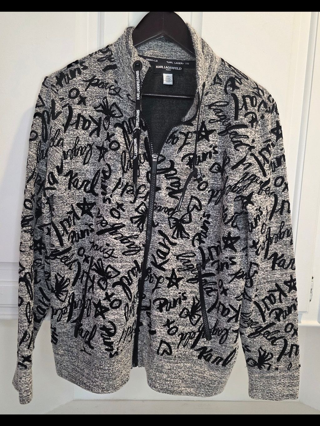 Karl Lagerfeld Karl Lagerfeld Paris Gray Black Logo Graffiti Zip Front Jack Size L / US 10 / IT 46 - 3 Thumbnail