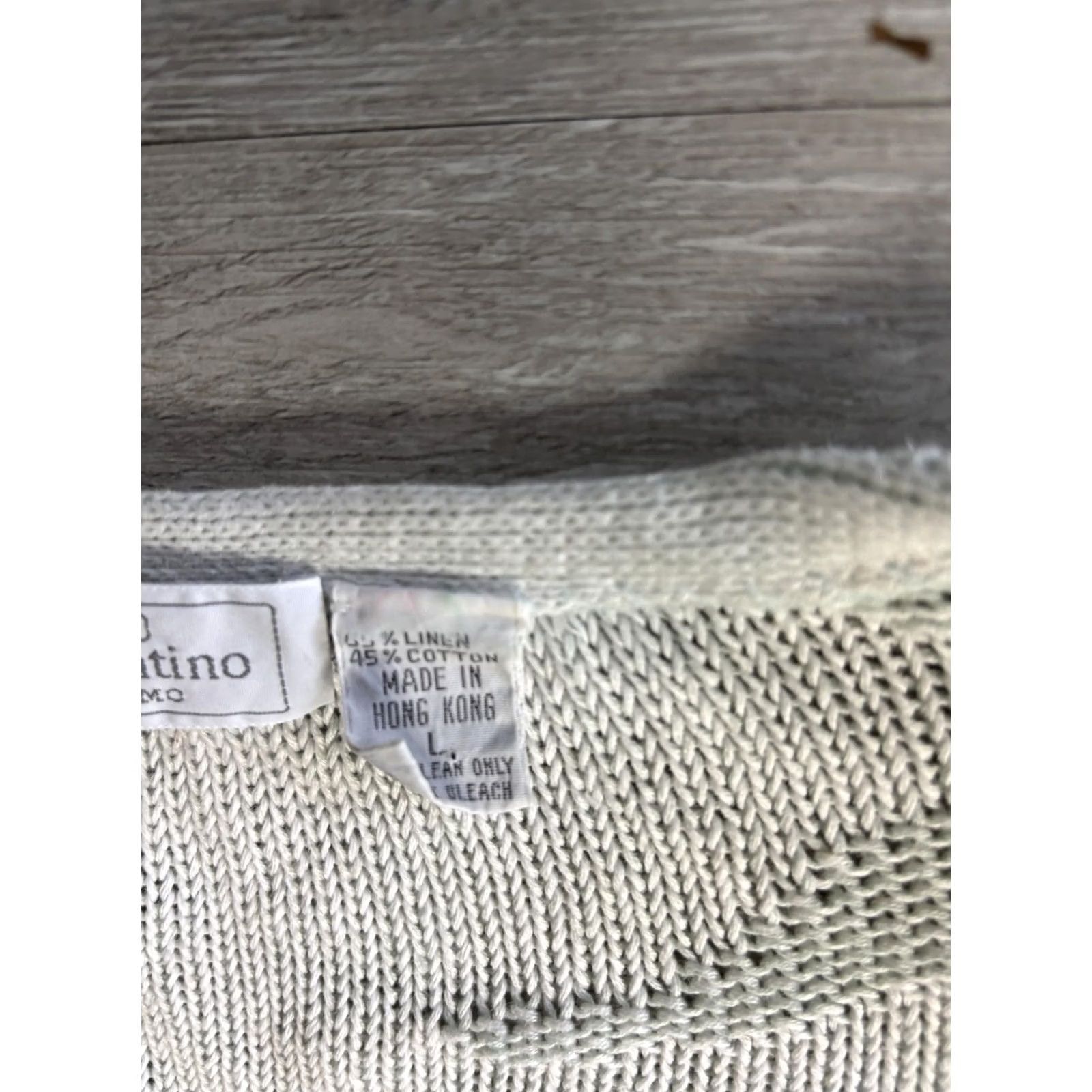 Valentino VINTAGE Valentino Uomo Cardigan Mens Large Green Linen Cotton Knit Geometric Open-Nit Button Front Lightweight V-Neck Size US L / EU 52-54 / 3 - 4 Thumbnail