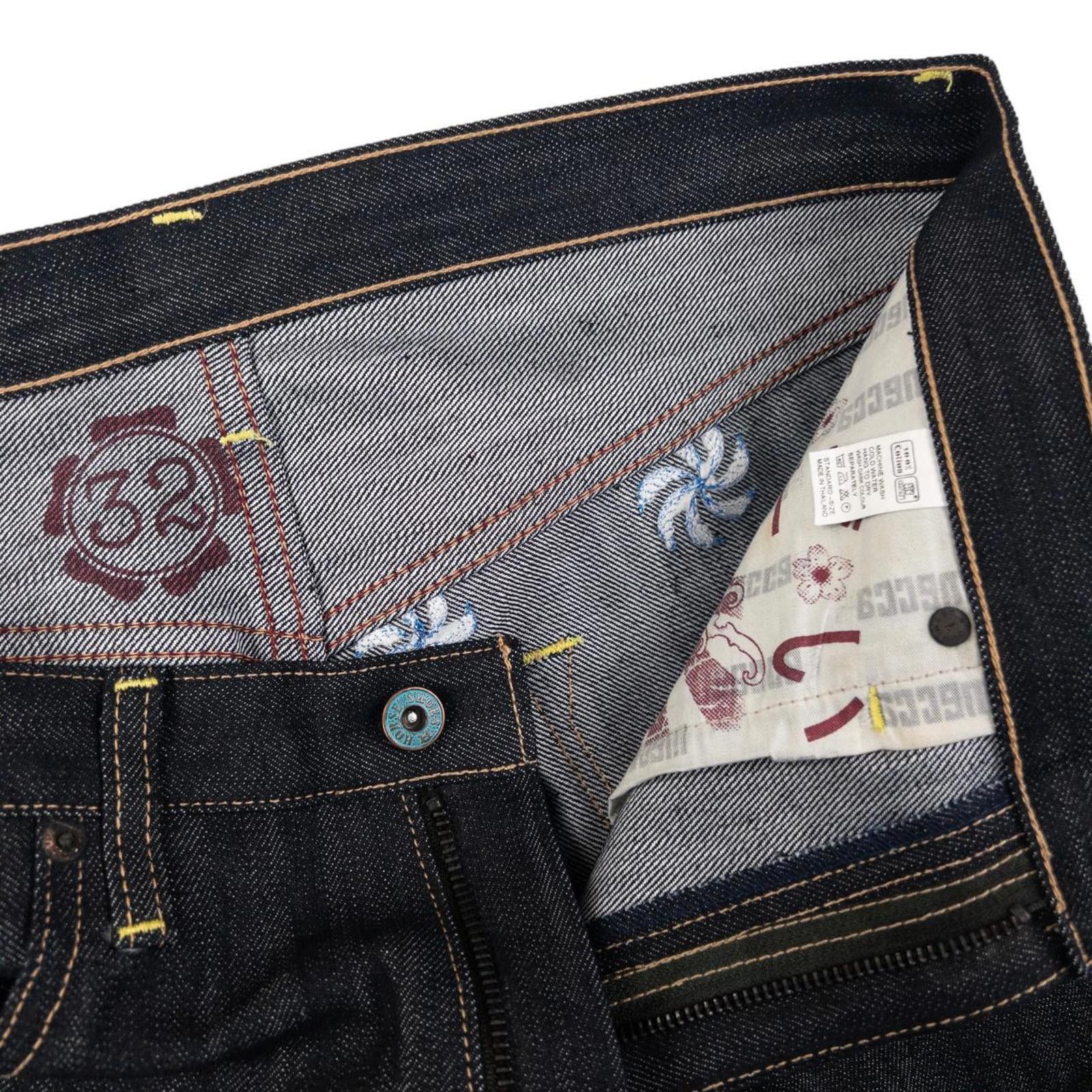 Designer Vintage Sugoi Embroidered Koi Fish Denim Jeans Size W32 Size US 32 / EU 48 - 3 Thumbnail