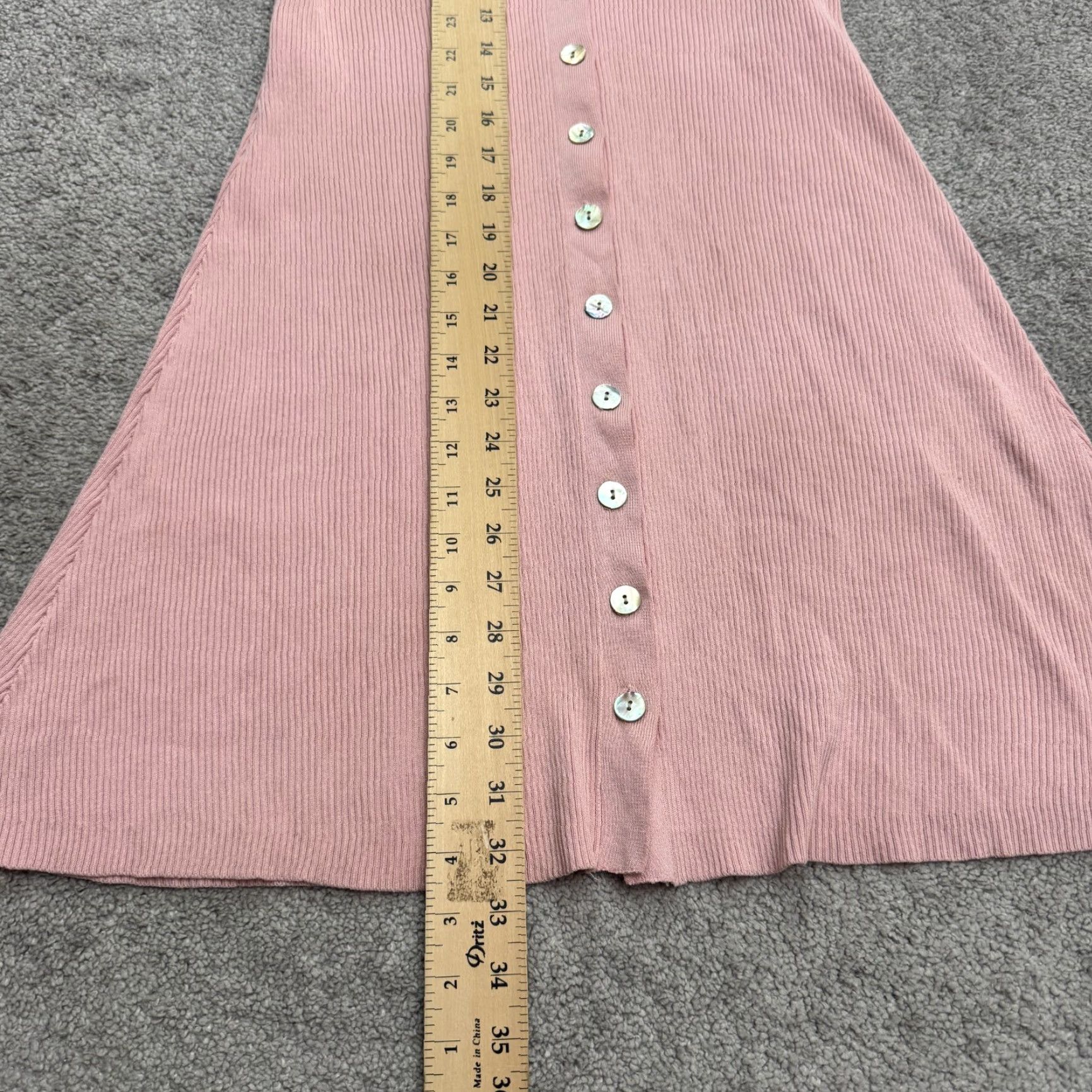 Pinko Rhoas Ribbed Knit Button Down A-Line Shirt Dress Womens L Pink Short Sleeve Size L / US 10 / IT 46 - 7 Thumbnail