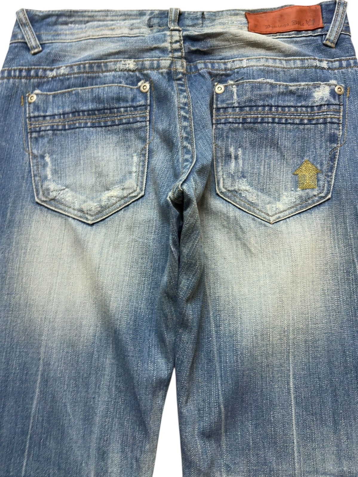 Adolfo Dominguez Vintage Domingo Blue Low Rise Flare Whiskers Denim Size US 30 / EU 46 - 6 Thumbnail