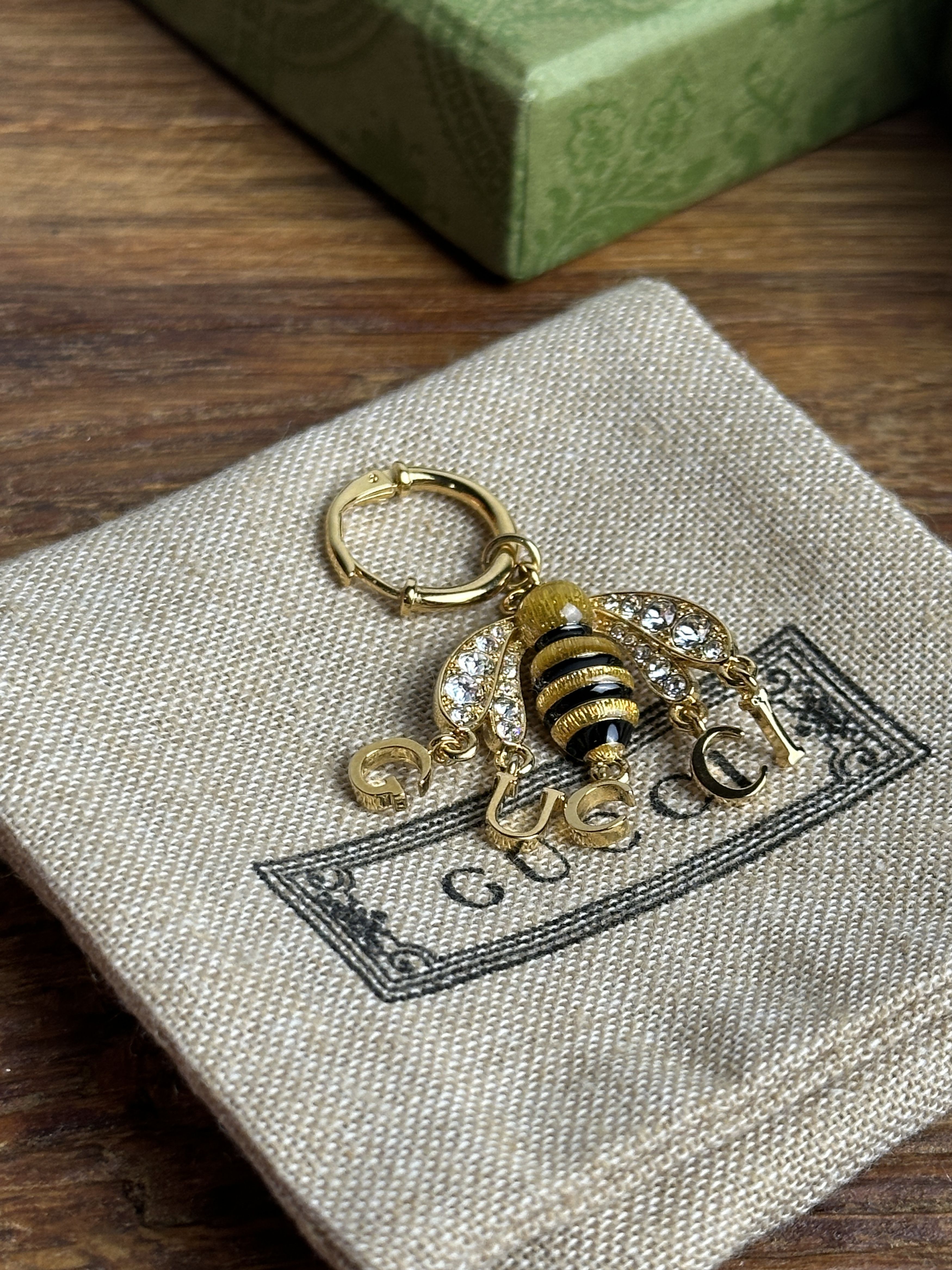 Gucci Gucci Crystal & Enamel Bee Single Drop Mono Earring Size ONE SIZE - 6 Thumbnail