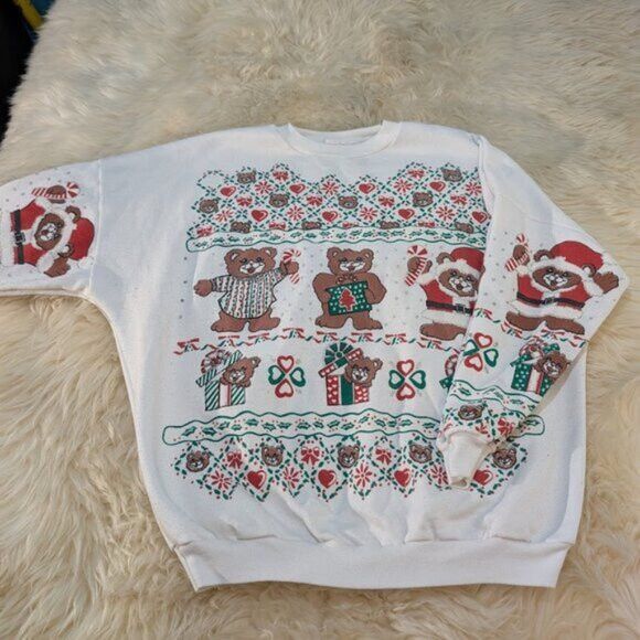 Vintage Vintage Teddy Bear Festive Crewneck Sweater Size Small Size S / US 4 / IT 40 - 1 Thumbnail