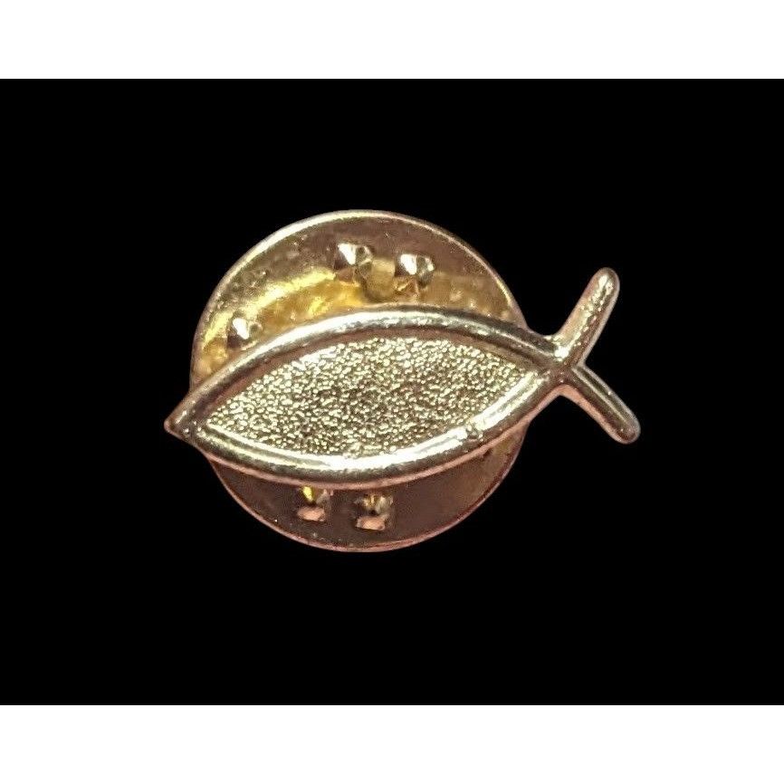Other Minimalist Ichthus Jesus Fish Gold Tone Lapel Pin Size ONE SIZE - 1 Thumbnail