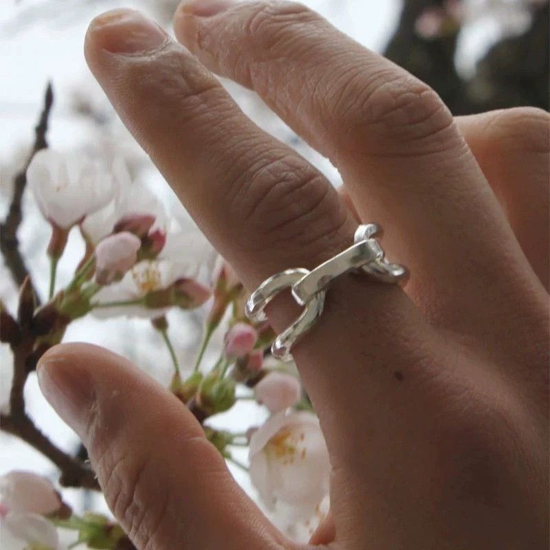 Werkstatt Munchen Werkstatt Munchen M1725 Polished Hammered Connecting Ring Size ONE SIZE - 2 Thumbnail