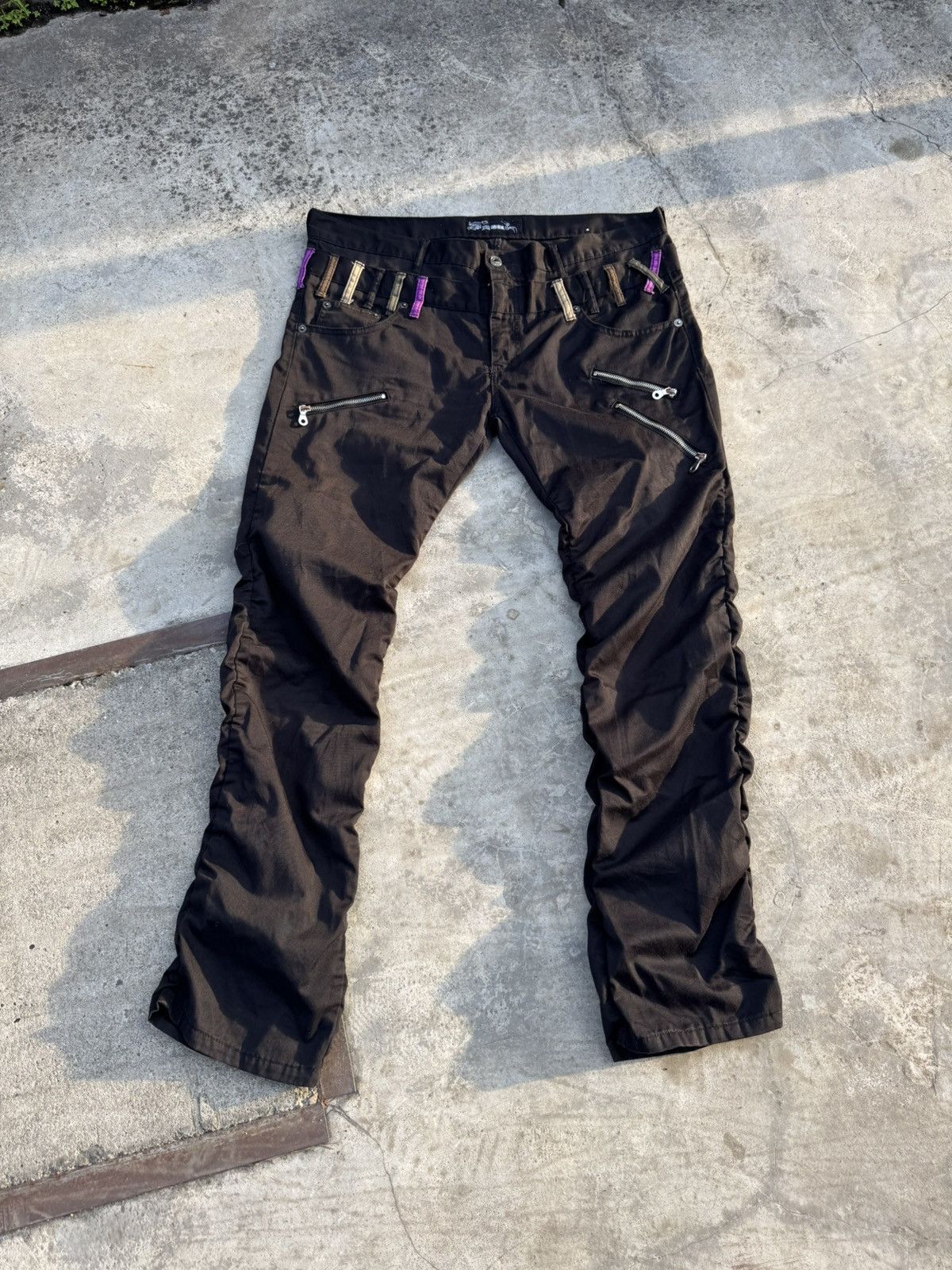 Japanese Brand Oririn Double Waist Bondage Punk Multi Zipper Wrinkled Leg Size US 40 / EU 56 - 1 Thumbnail