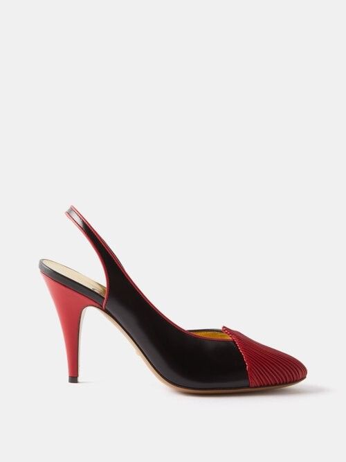 Gucci o1s1wg110225 Women's Slingback Pumps With Pleats Black & Red Size US 11 / IT 41 - 1 Thumbnail