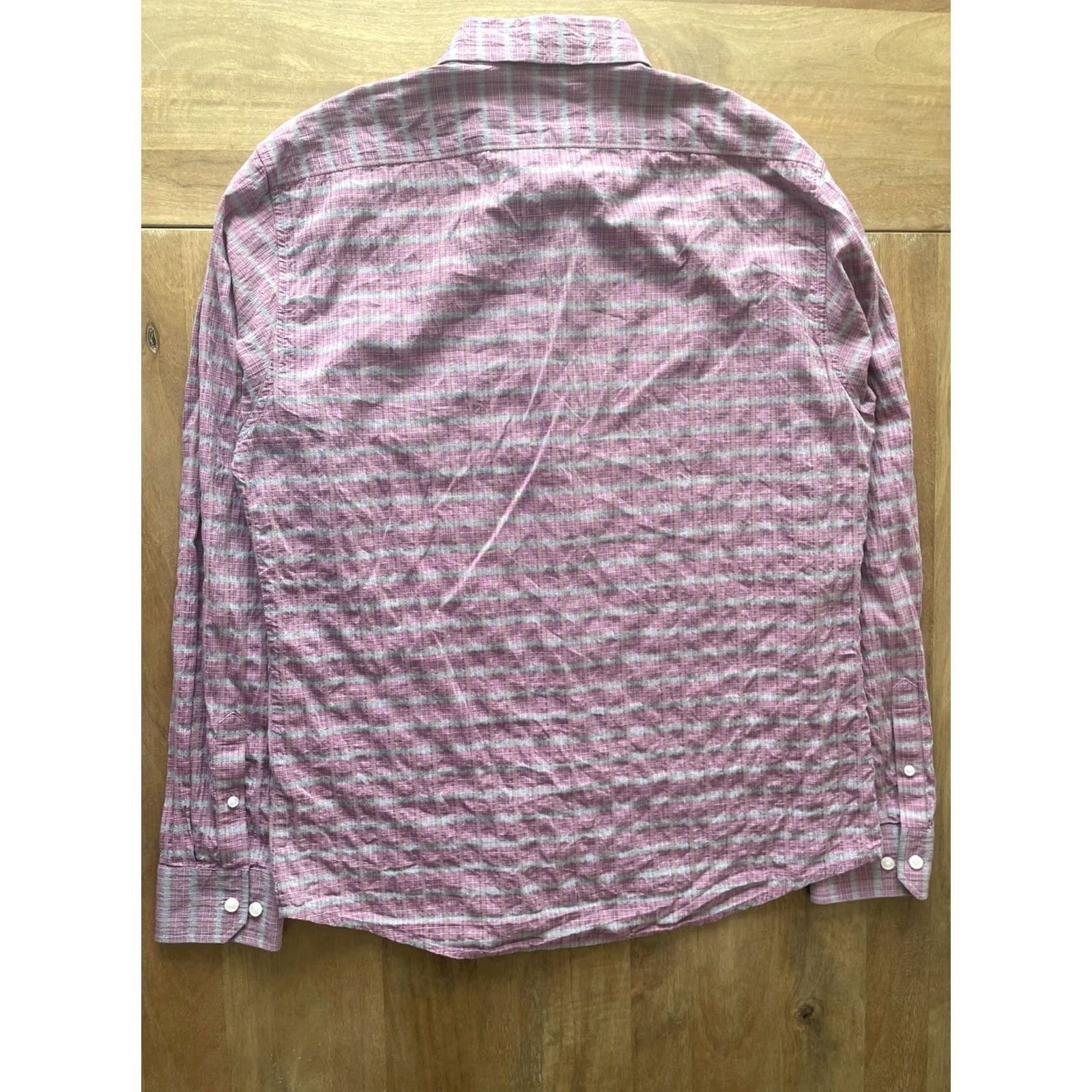 Theory VINTAGE Theory Long Sleeve Button Up Shirt Mens L Pink Retro Plaid Geometric Size US L / EU 52-54 / 3 - 2 Thumbnail