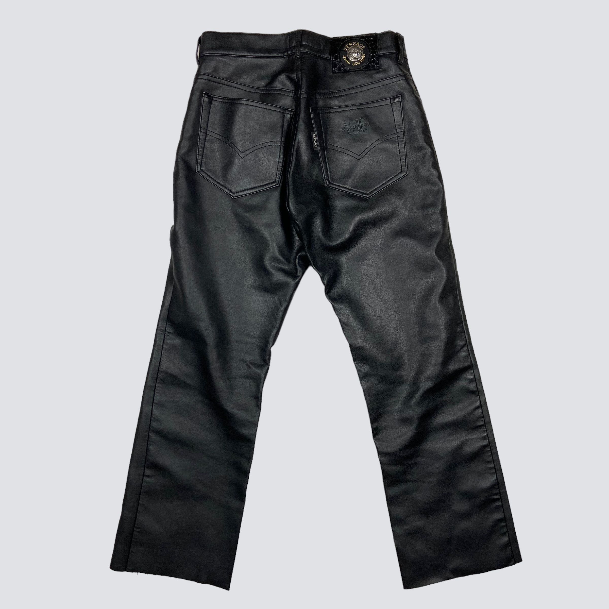 Versace VERSACE LEATHER ARCHIVE 1990s VINTAGE RARE PANTS - № 3079 Size US 30 / EU 46 - 3 Thumbnail