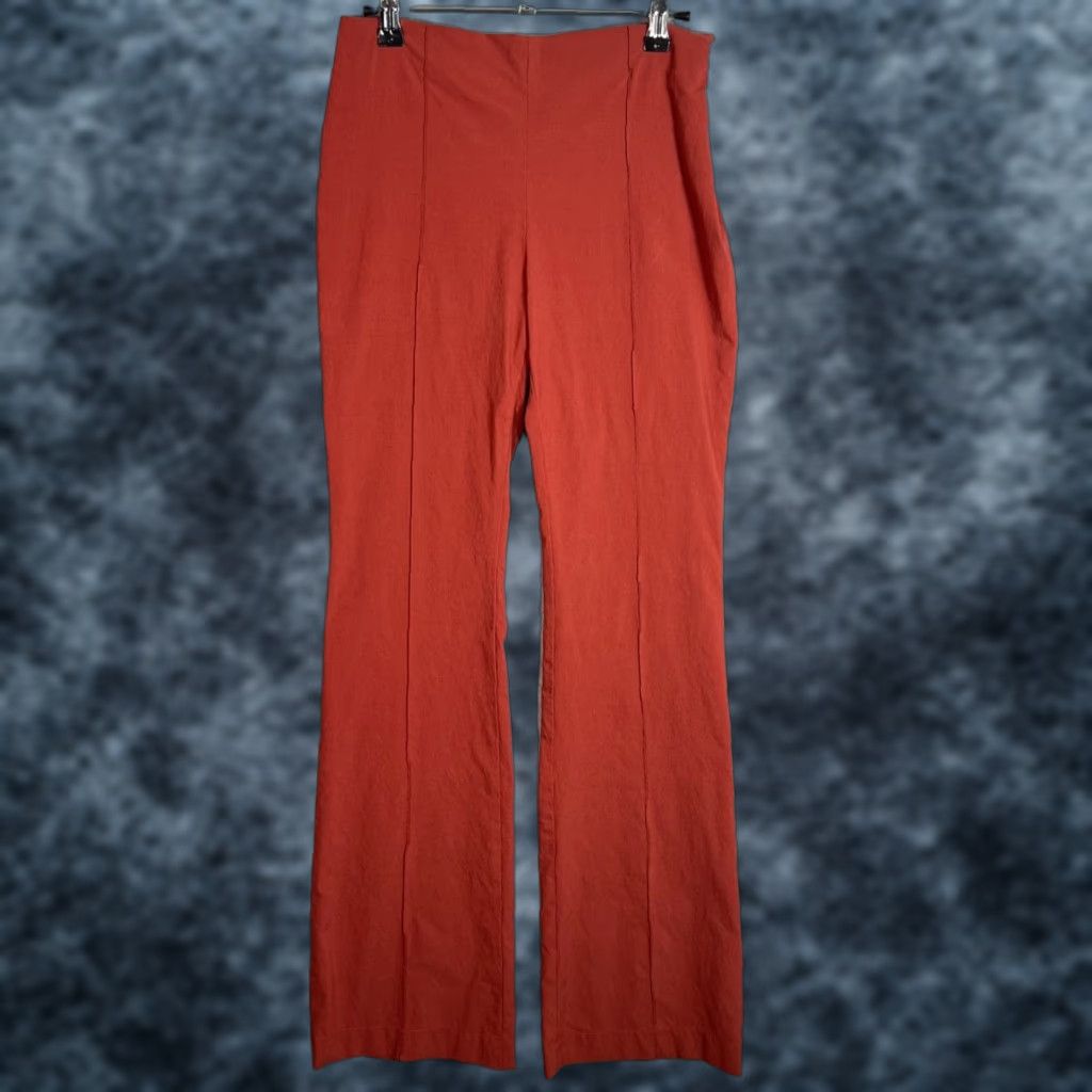 Vintage VINTAGE Pier Antonio Gaspari Red High-Waist Flared Pants Womens Size 42 Ankle Inseam 33 Nylon Viscose Size 28" / US 6 / IT 42 - 1 Thumbnail