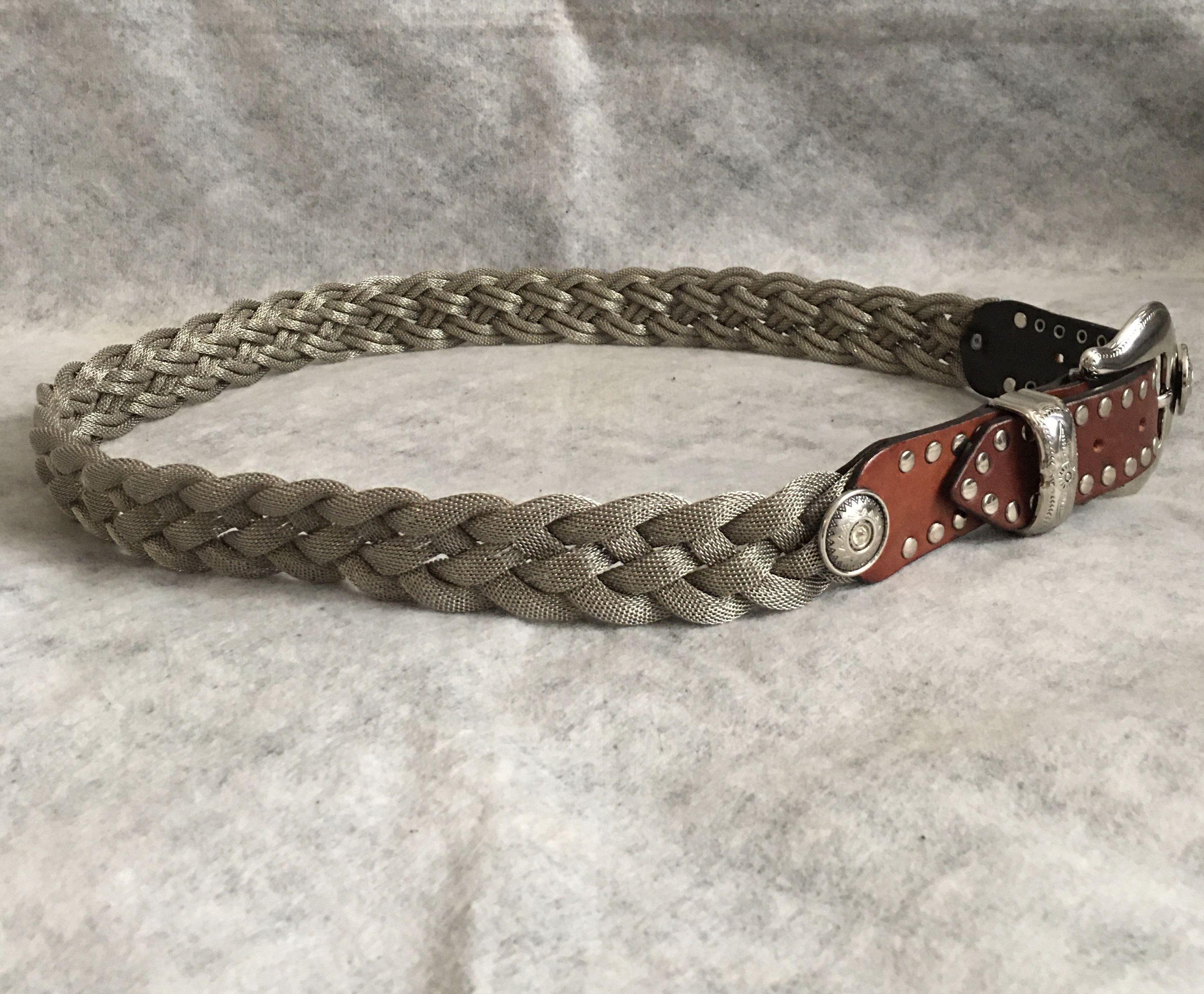 Other MANNI Italy Belt Leather Braided Metal Studs Size 36 Size ONE SIZE - 5 Thumbnail