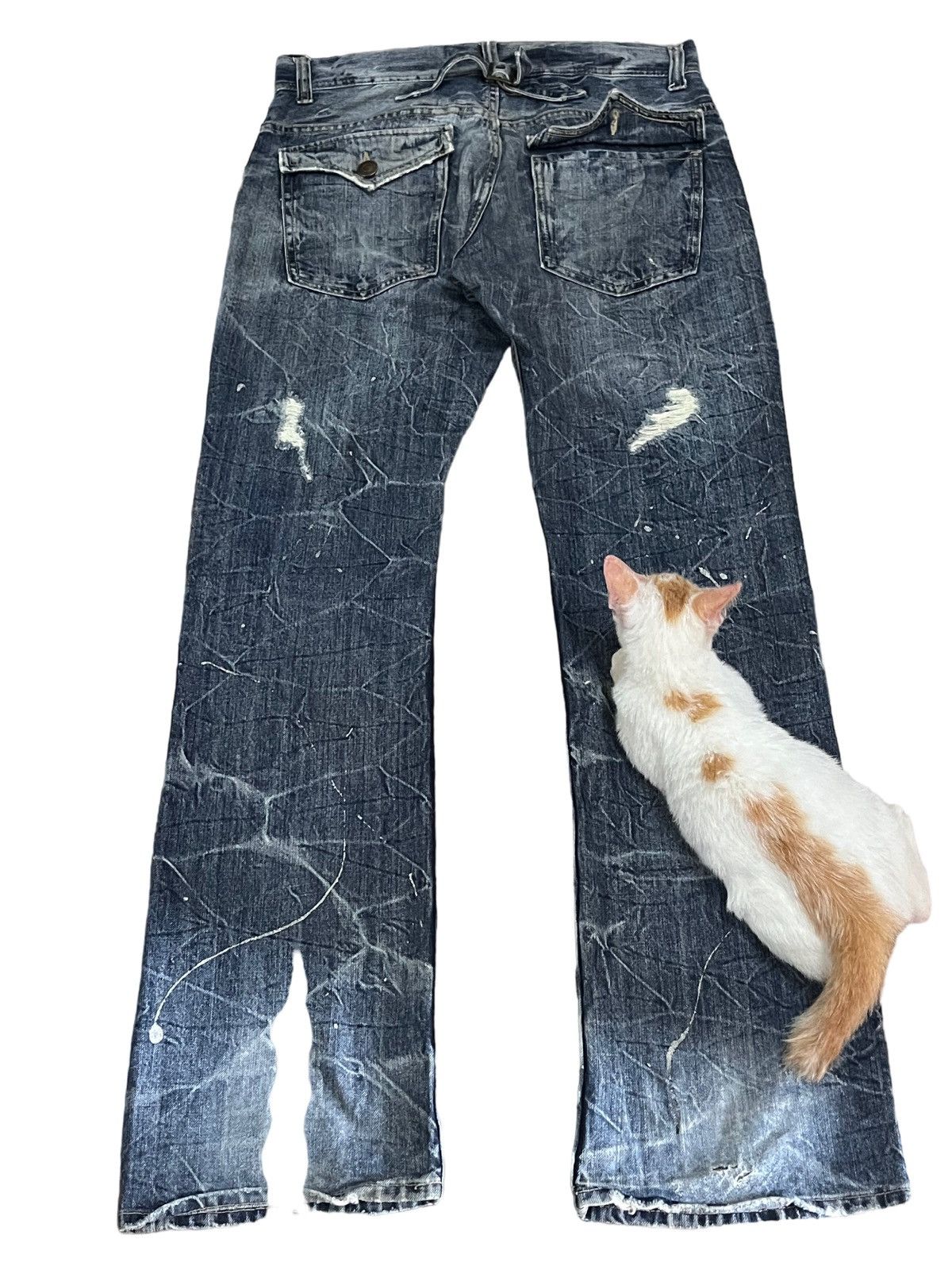 14th Addiction Vintage Japanese Brand Honeycomb Distress Flare Style denim Size US 33 - 13 Thumbnail