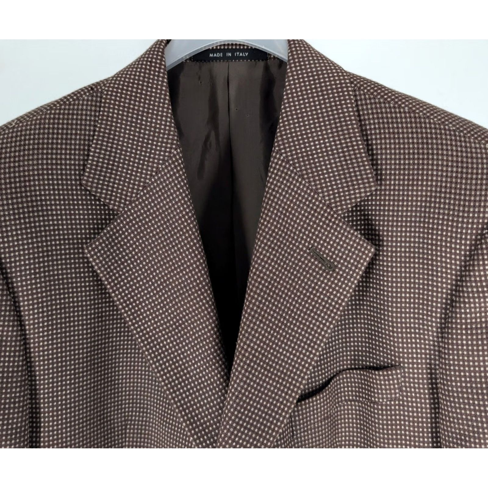Armani Armani Collezioni Blazer Sport Coat 40R Brown Silk Cashmere Houndstooth Men Italy Vintage Size 40R - 4 Thumbnail