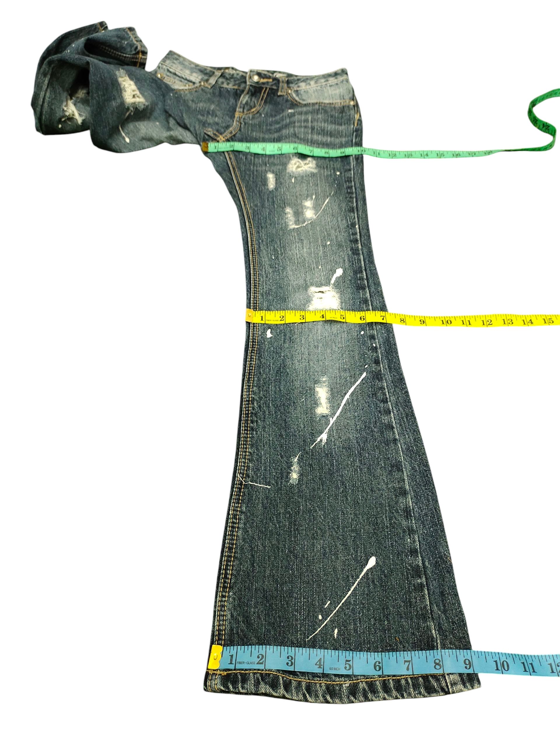 Flare Jeans Elvence Painted Distress Denim Bootcut Low Rise
