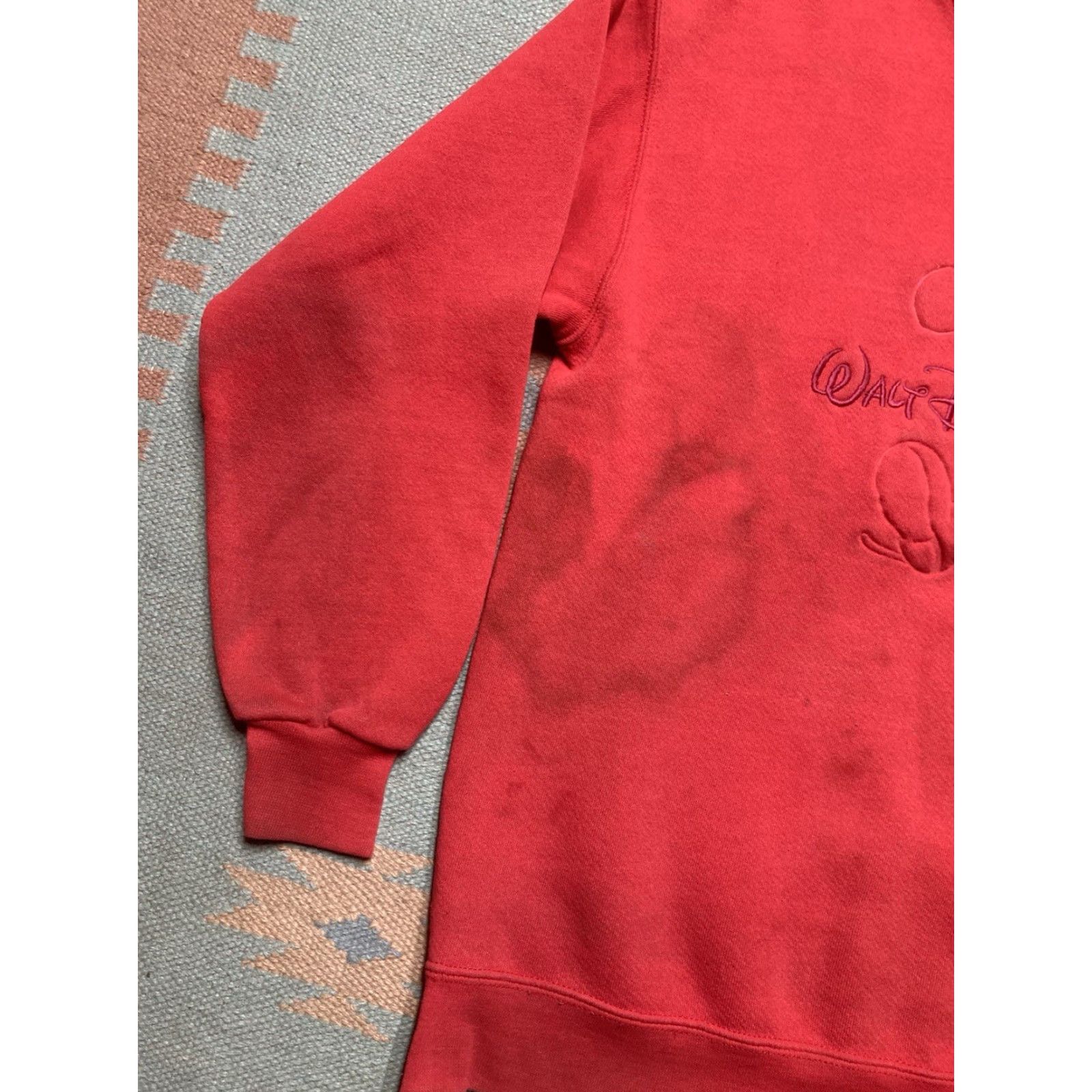 Disney VINTAGE Walt Disney World Mickey Mouse Embossed Crewneck Sweatshirt Red M Mens Shirt Pullover 27" 21.5" Length Pit to Pit Size US M / EU 48-50 / 2 - 2 Thumbnail
