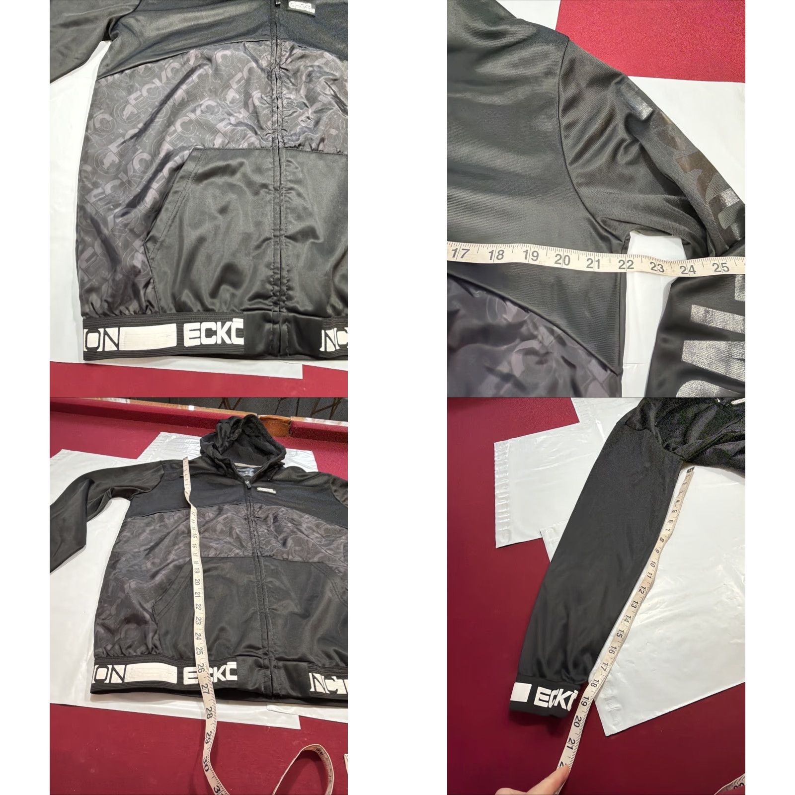 Vintage VINTAGE Ecko Function Black white Hooded Zip Up Athletic Silk Jacket Spellout Mens Med Jacket Size US M / EU 48-50 / 2 - 8 Thumbnail