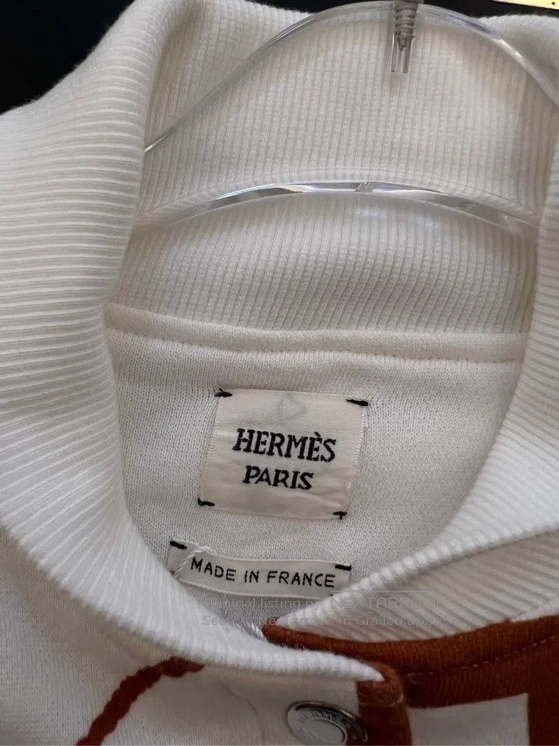 Hermes Hermes White Pattern Printed Tweed Pilot Jacket Size XXS / US 00 / IT 34 - 5 Thumbnail