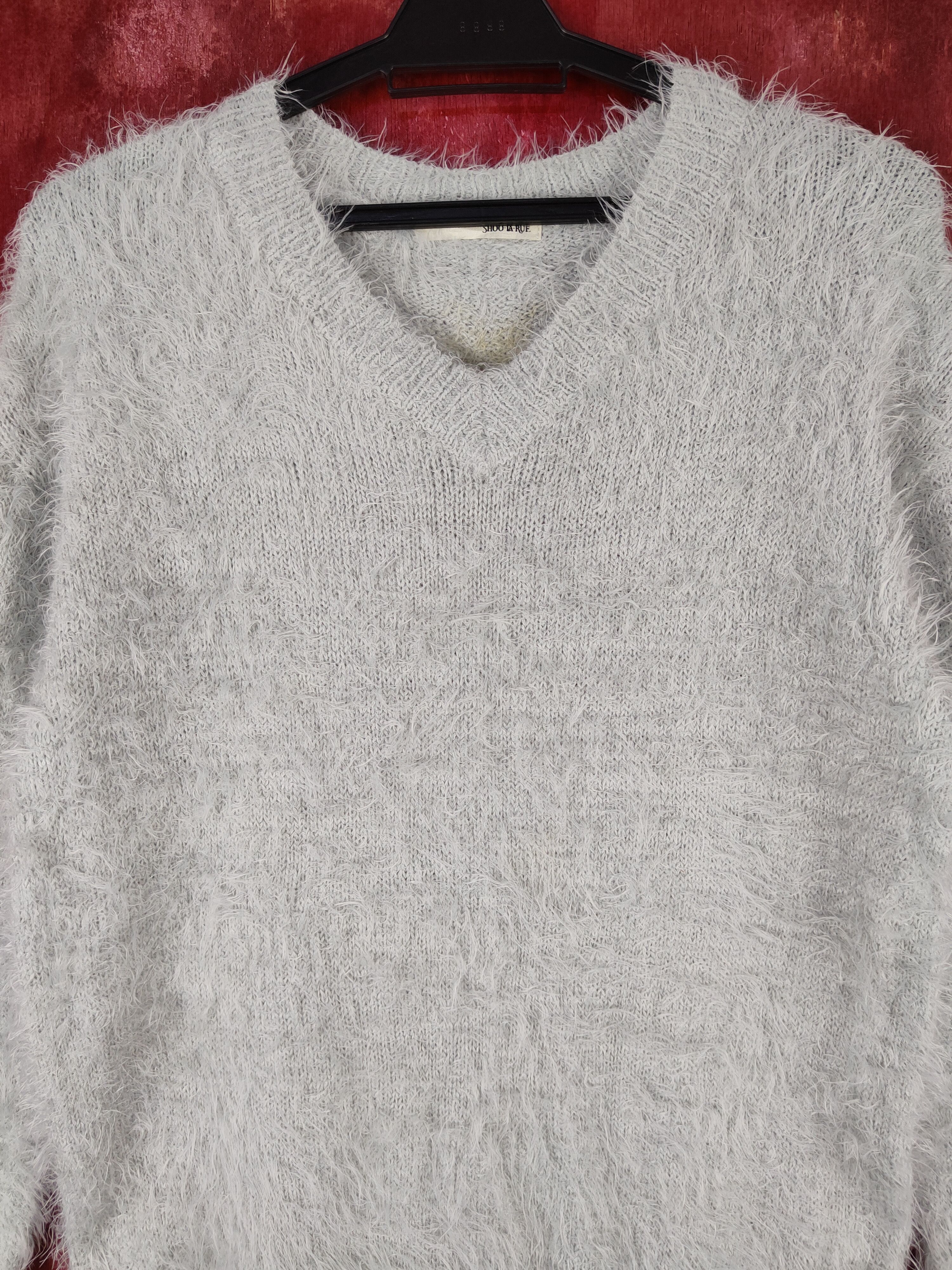 Aran Isles Knitwear Shoo La Rue Gray Shag Shaggy Fur Mohair Knitwear #S2063 Size M / US 6-8 / IT 42-44 - 2 Thumbnail