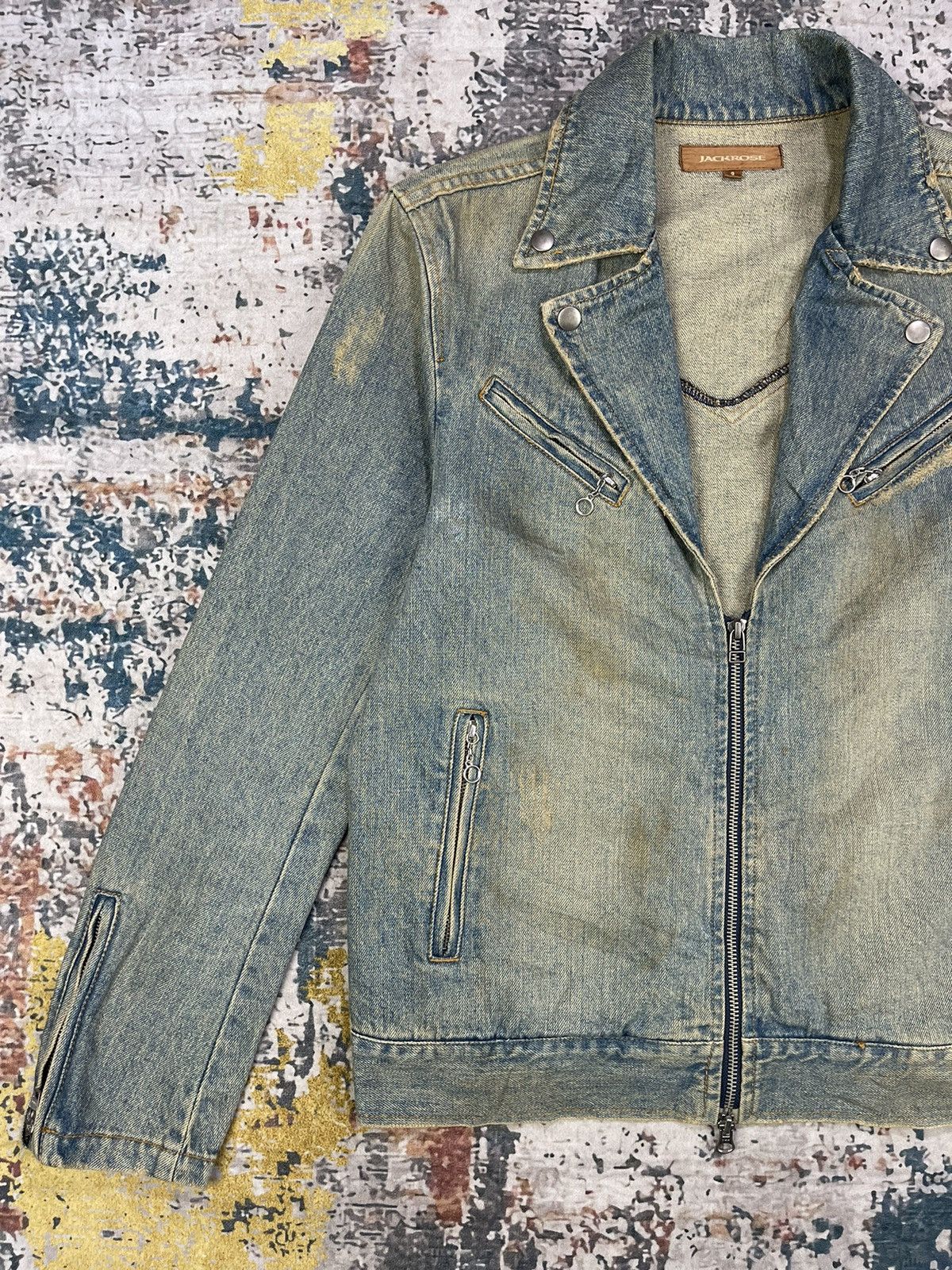 JACKROSE Jackrose Distressed Denim Biker Jackets Size US S / EU 44-46 / 1 - 2 Thumbnail