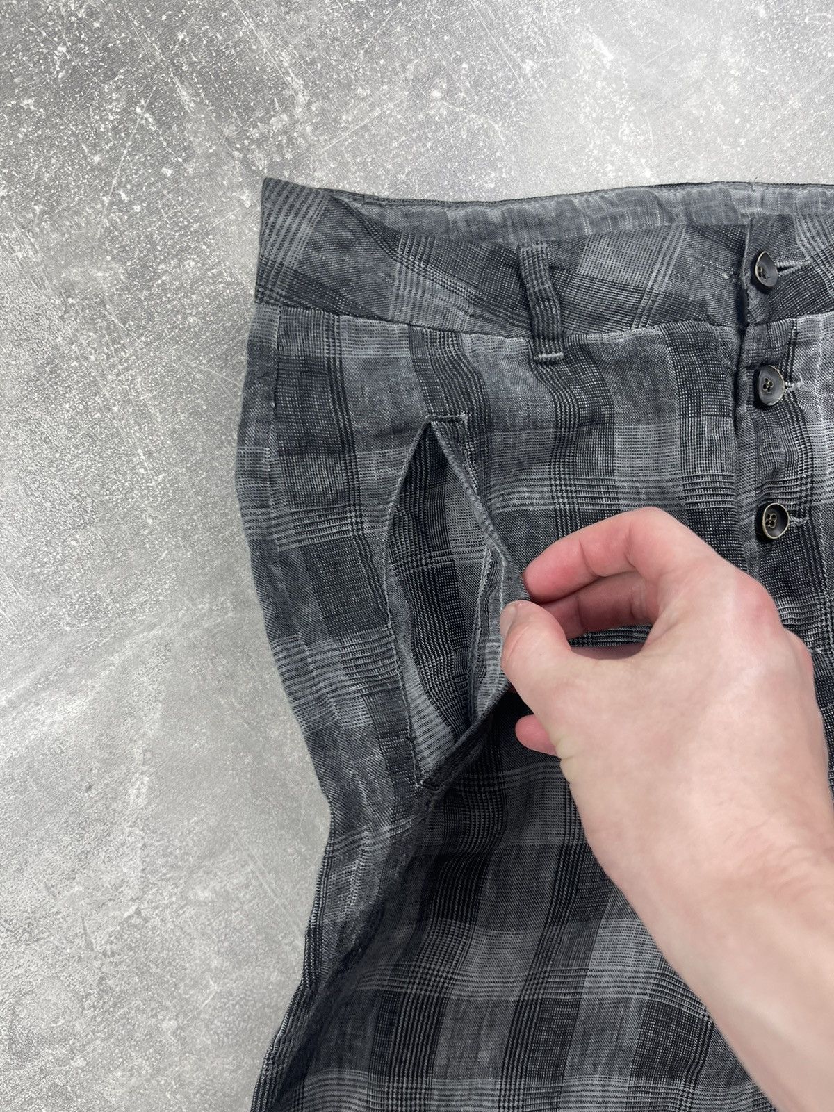 Transit Transit Par-Such Linen Trousers Gray Plaid Pants Avant-Garde Size 32" / US 10 / IT 46 - 6 Thumbnail