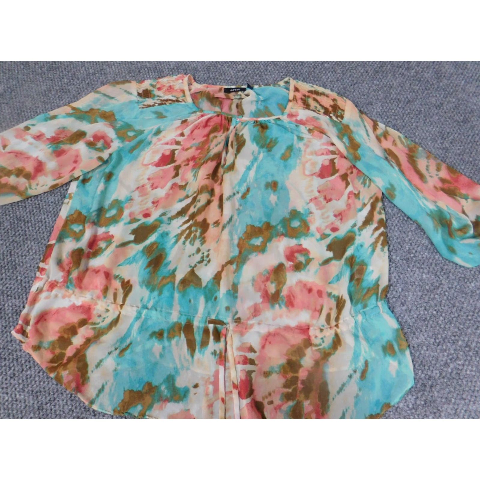 Apt. 9 Apt. 9 Blouse Womens XL Blue Crew Neck 3/4 Sleeve Pullover Stretch Casual Size XL / US 12-14 / IT 48-50 - 4 Thumbnail