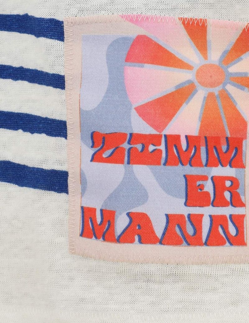 Zimmermann oc11z0226 Wylie Stripe T-Shirt In Blue/White Size M / US 6-8 / IT 42-44 - 5 Thumbnail